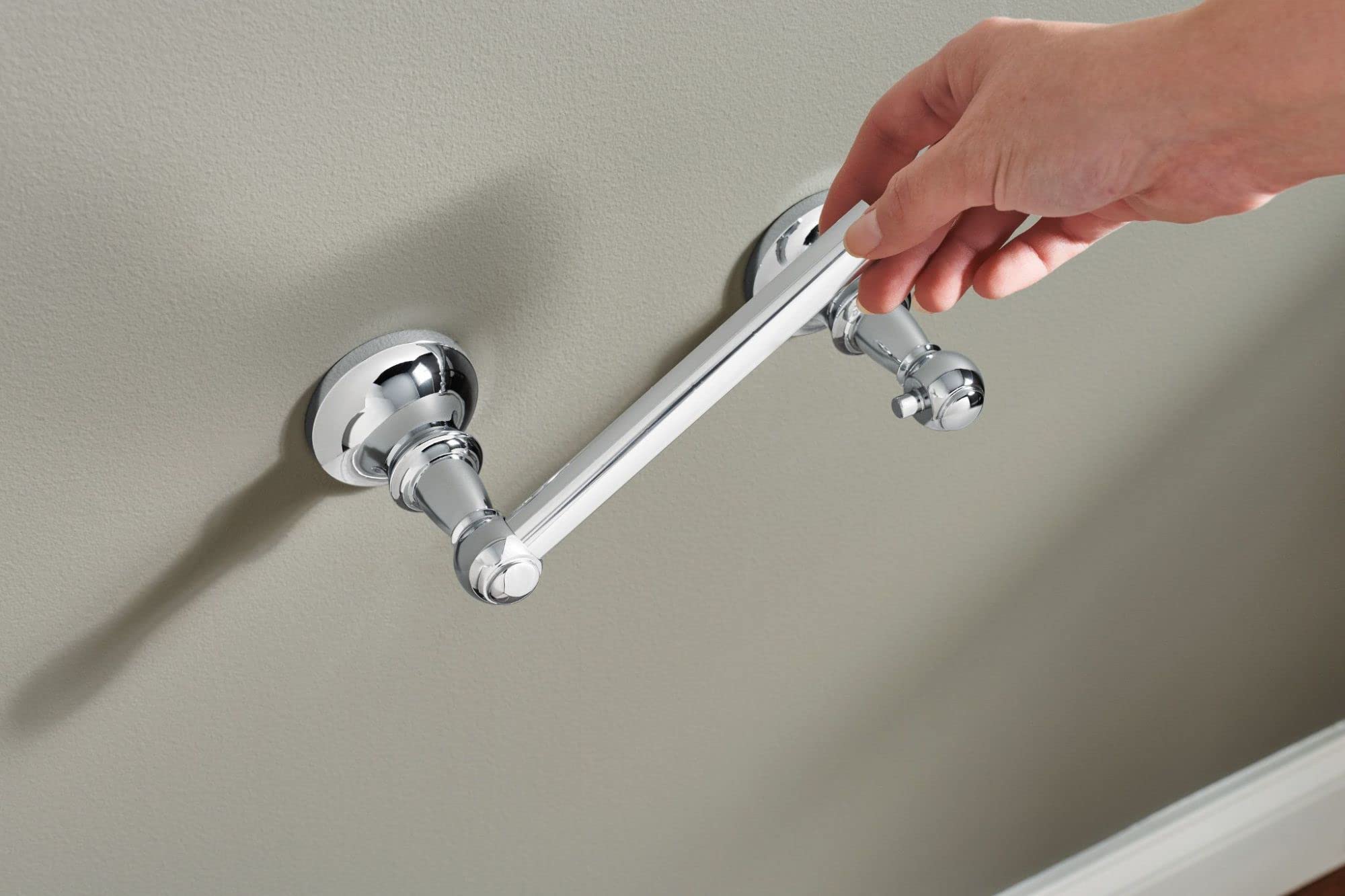 Moen Vale Chrome Toilet Paper Holder, Wall Mounted, Pivoting Design, 3.07 x 0.12 inches, Model DN4408CH