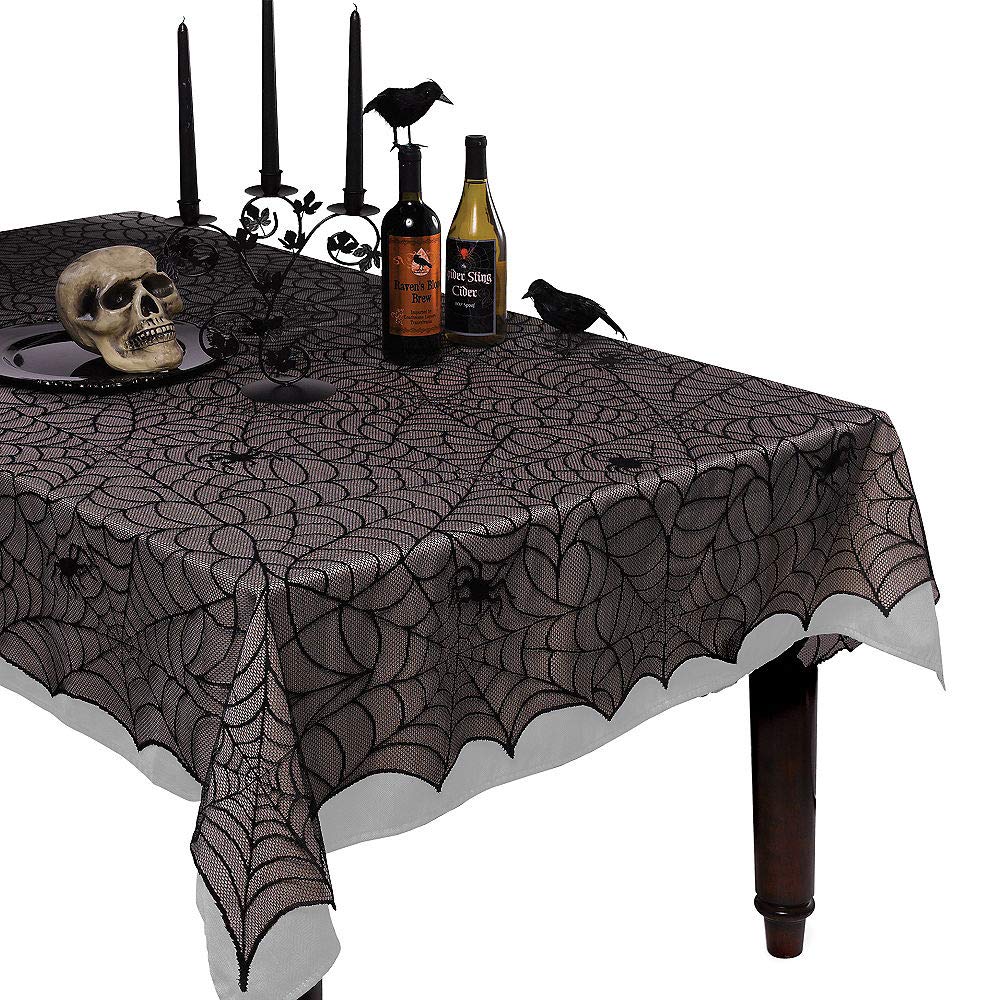 Amscan 570199 Midnight Lace Fabric Table Cover, 1 Piece