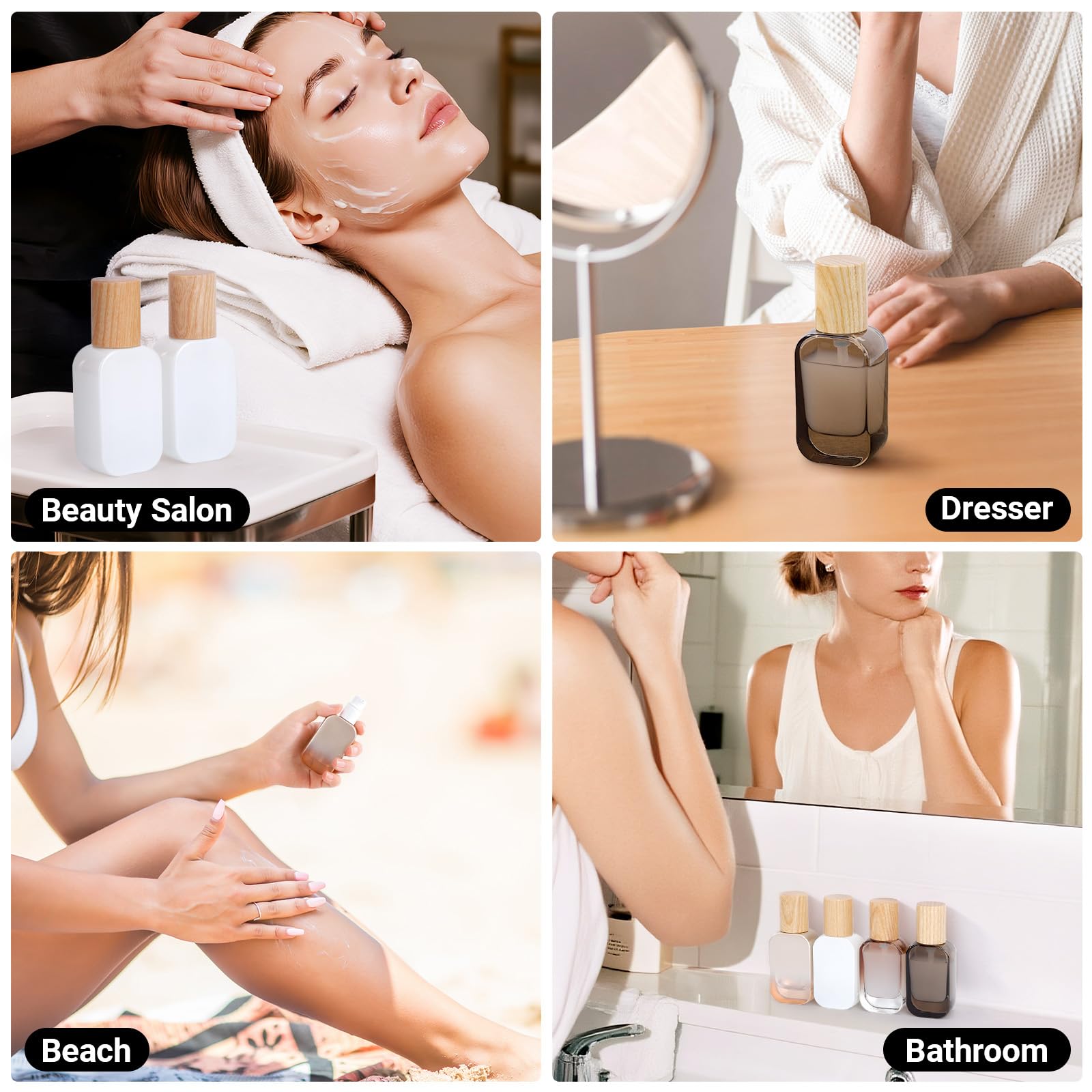 Segbeauty 1Oz Empty Glass Lotion Dispenser With Pump, 4Pcs Glass Travel Pump Bottle Refillable, 30Ml Mini Travel Lotion Containe
