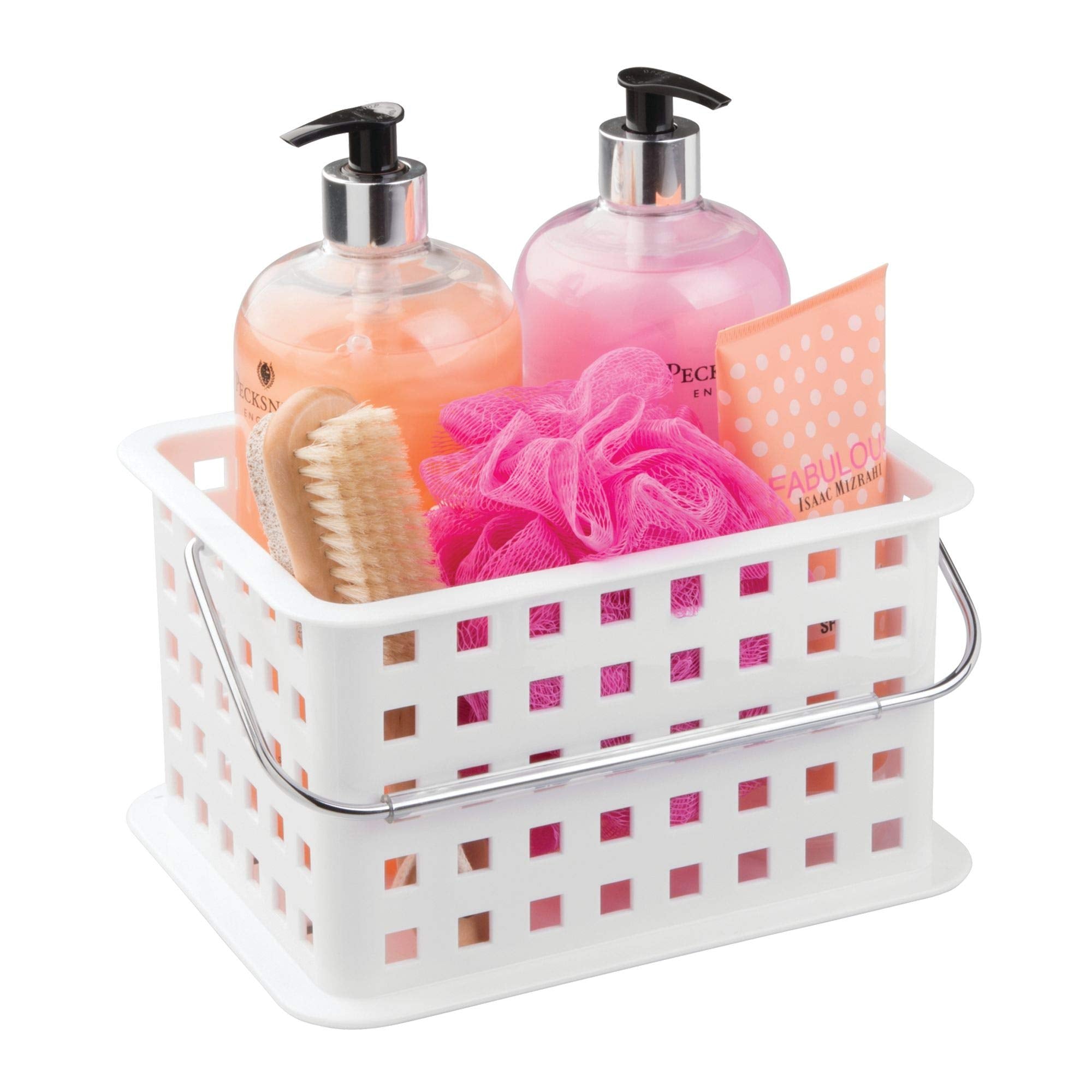 iDesign Spa Plastic Storage Shower Basket with Handle for Bathroom, Health, Cosmetics, Hair Supplies and Beauty Products, Small,