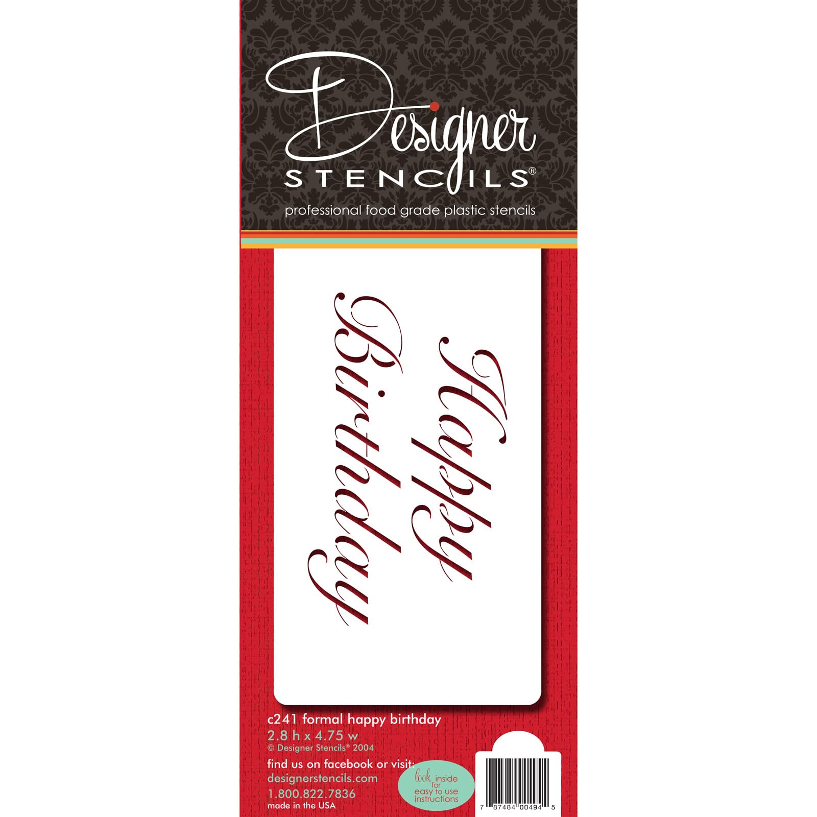 Designer Stencils Fancy Happy Birthday Cake Stencil, Beige/Semi-Transparent