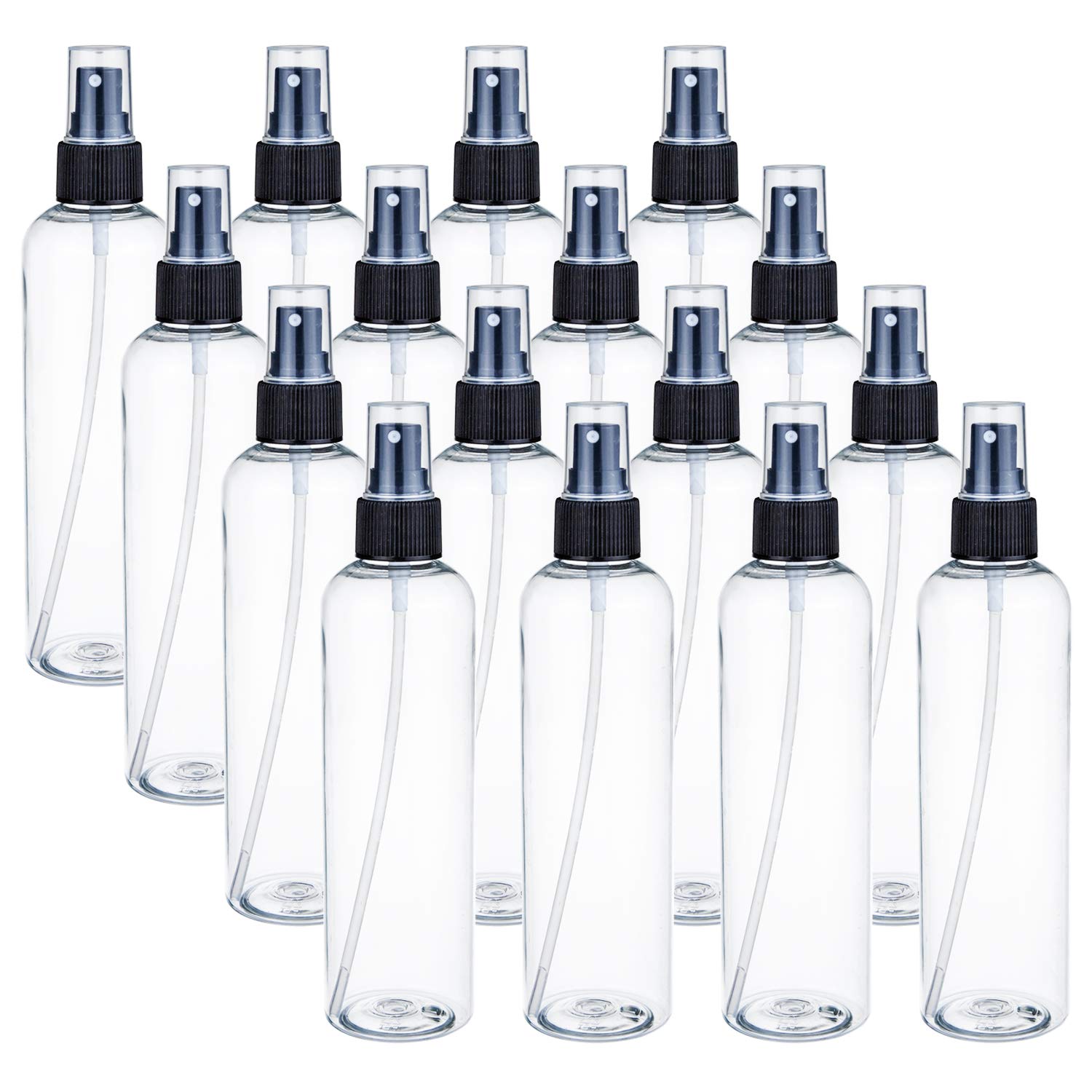 Bekith 16 Pack 8 Oz Plastic Spray Bottles, Clear Empty Fine Mist Sprayer Bottles With Pump Spray Cap For Essential Oils, Travel,