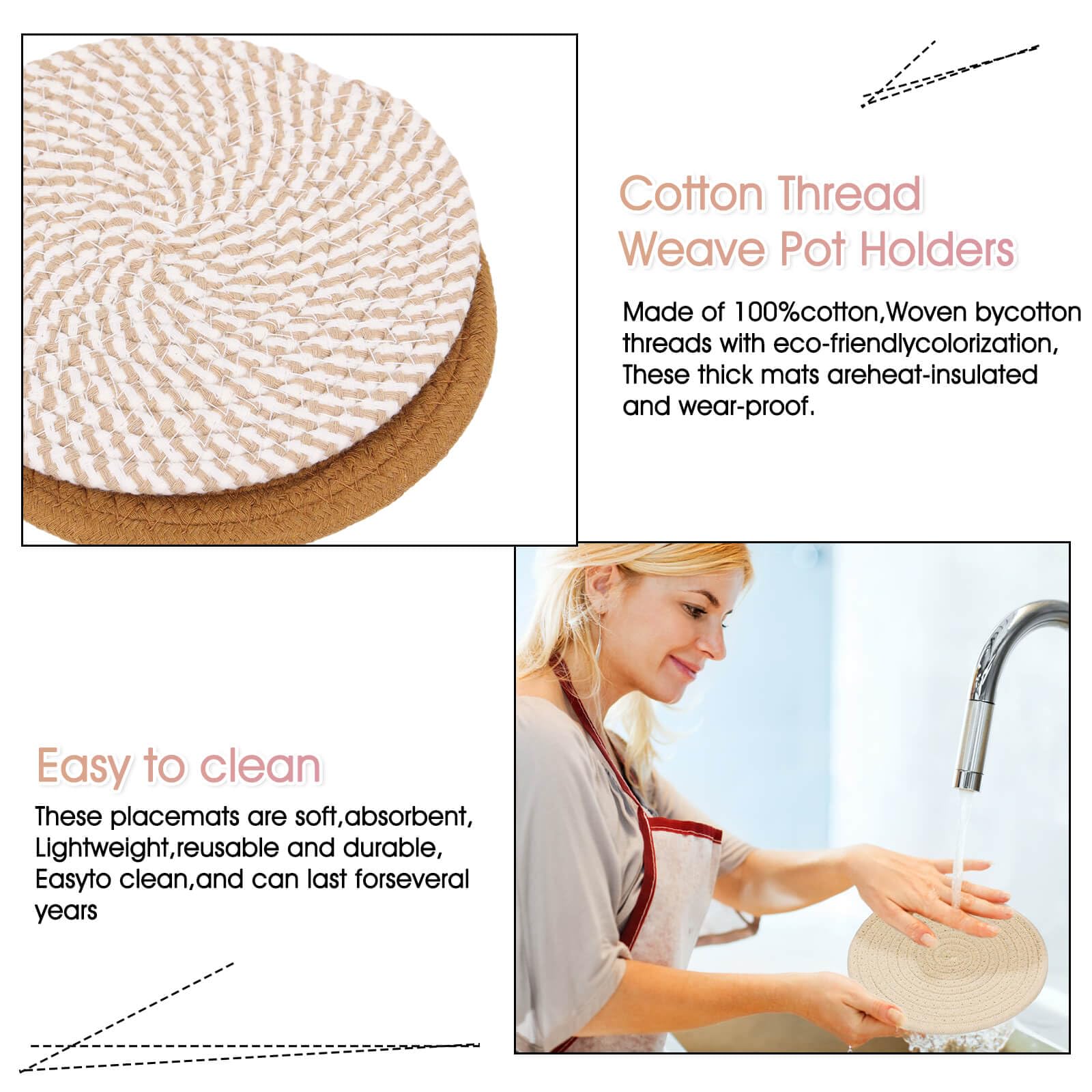 Billbotk Trivets For Hot Pots And Pans, 6 Pieces Boho Rivets For Hot Dishes, Pot Holders For Kitchen, Hot Pads For Countertops,