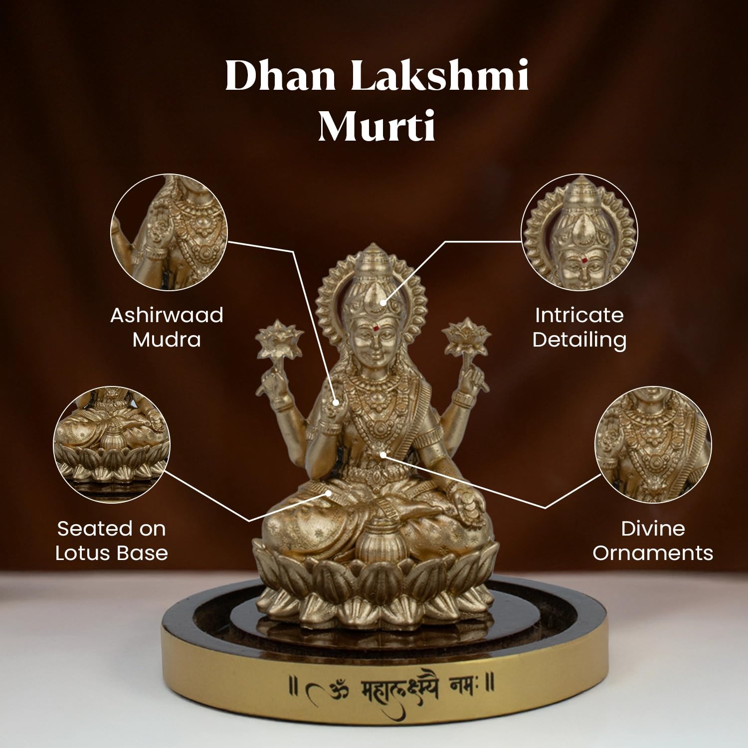 Astrotalk Mahalakshmi Murti in Borosilicate Glass Dome | Lakshmi Devi Idol for Car, Home, & Mandir | Attracts Money, Prosperity & Fortune | 3D Printed Idol | Gift for House Warming Ceremony(7x5.5 cm)