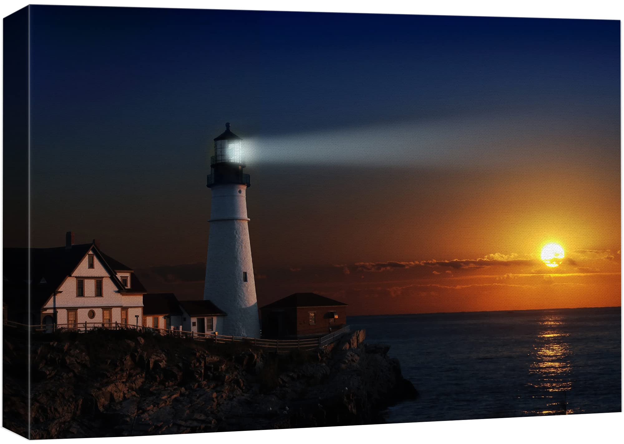 Wall26 Canvas Print Wall Art Portland Island Lighthouse At Dawn Nature Wilderness Photography Modern Art Rustic Scenic Colorful