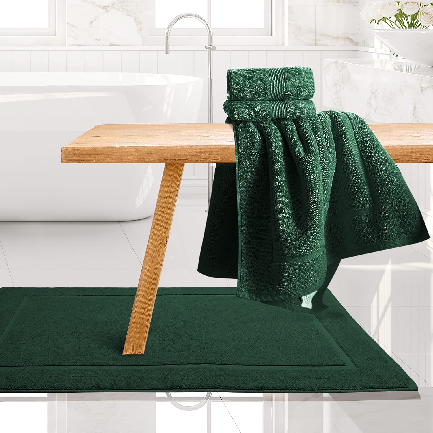 Hearth & Harbor Bath Mat Towels - 100% Ring Spun Cotton Luxury Towels - Ultra Soft & Highly Absorbent, Bathroom Towels, Floor Ma