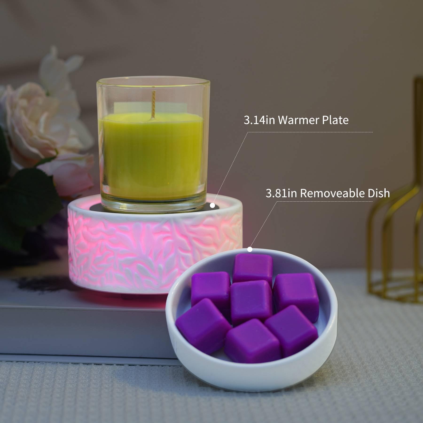 Wax Melt Warmer for Scented, Wax Melts 7 LED Color Changing Ceramic 3-in-1 Oil Burner Waxs Melter Electric Candle Wax Warmer for
