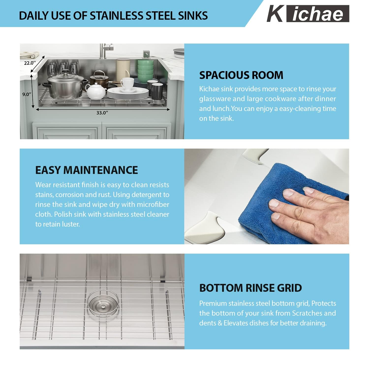 Kichae 33 Drop In Kitchen Sink - 33X22 Kitchen Sink Drop In Topmount Single Bowl 16-Gauge Stainless Steel Drop Sinks Round Corne
