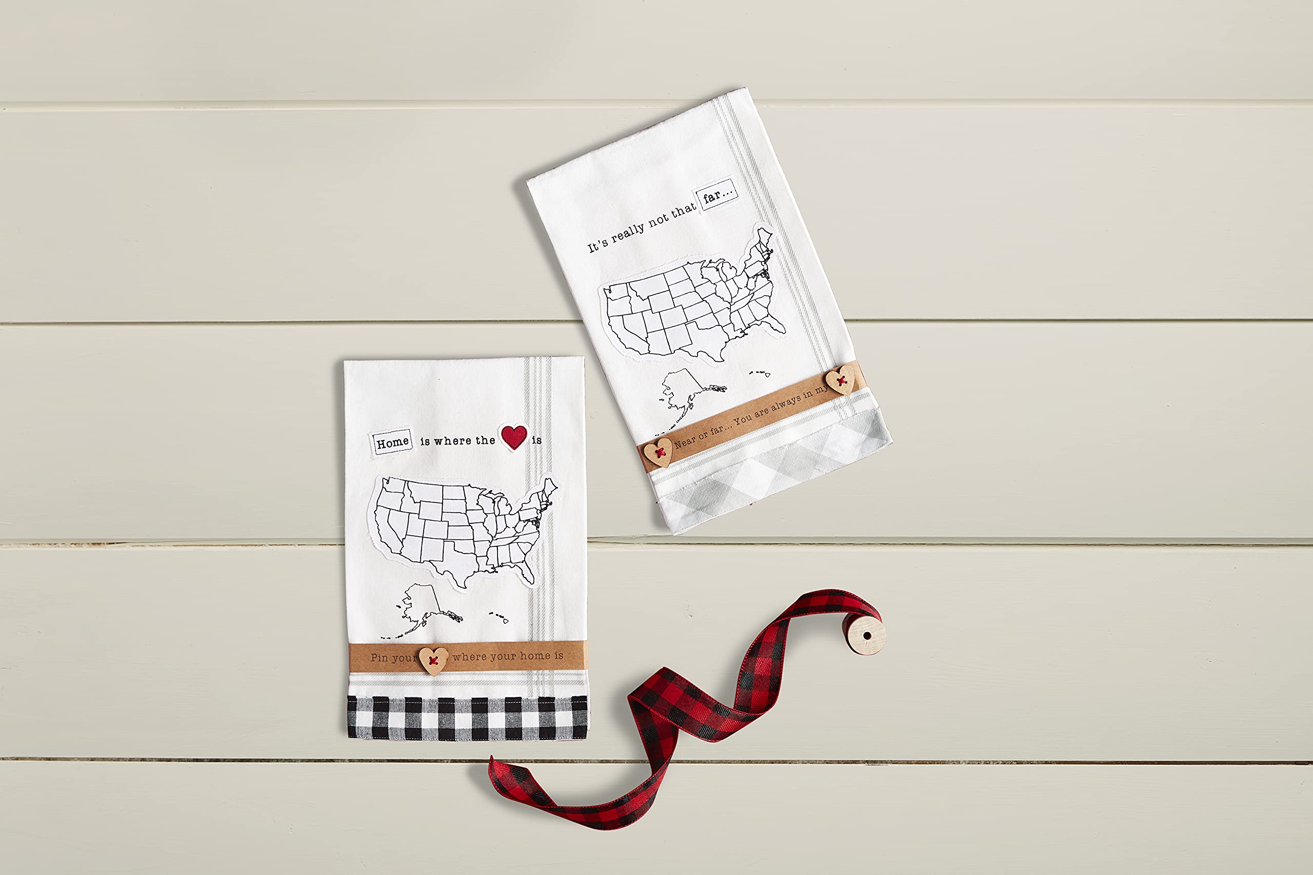 Mud Pie Personalizable Towel, Home Is Where The Heart Is, White, 26'' X 18.5''
