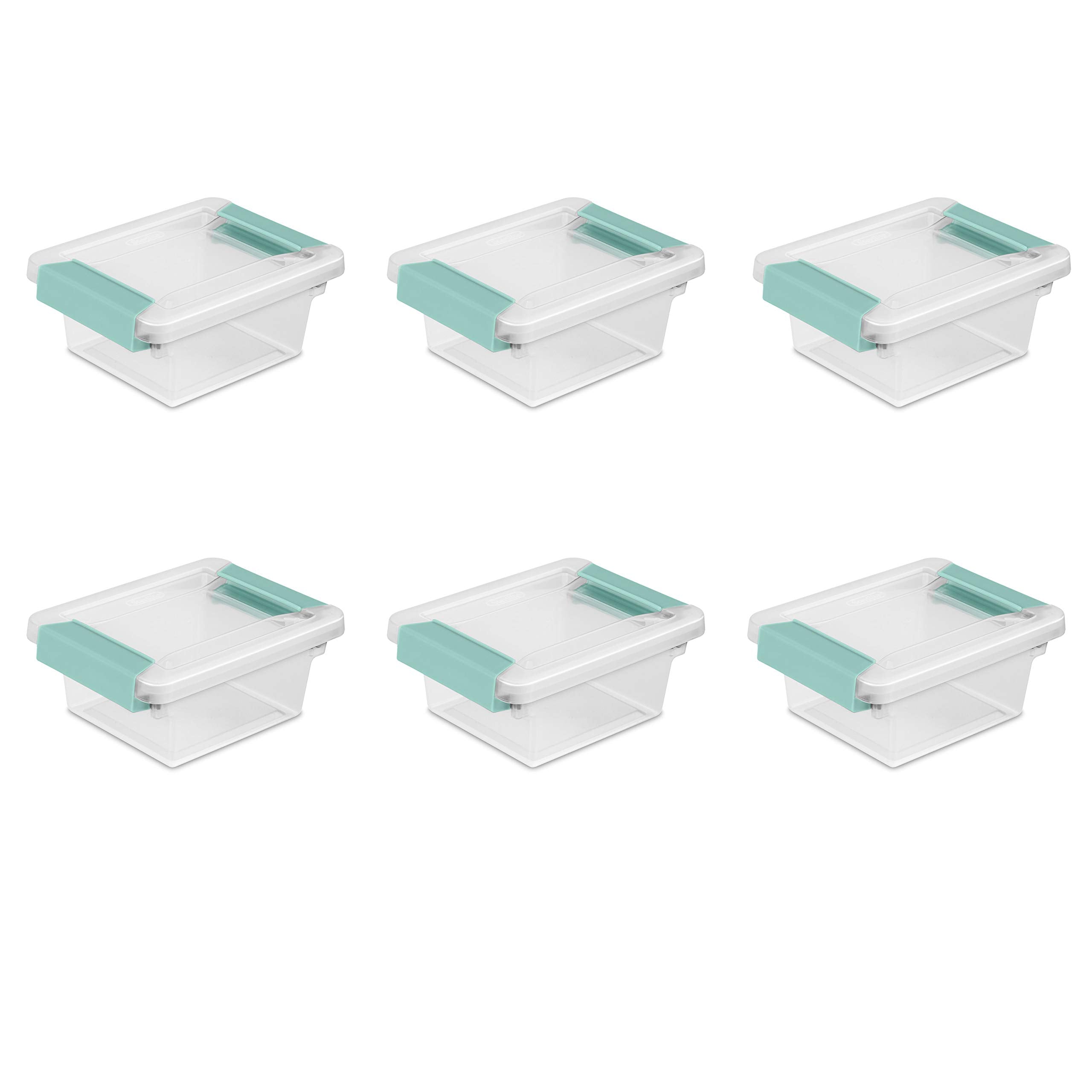 Sterilite Mini Clip Box, Stackable Small Storage Bin With Latching Lid, Plastic Container To Organize Office, Crafts, Clear Base
