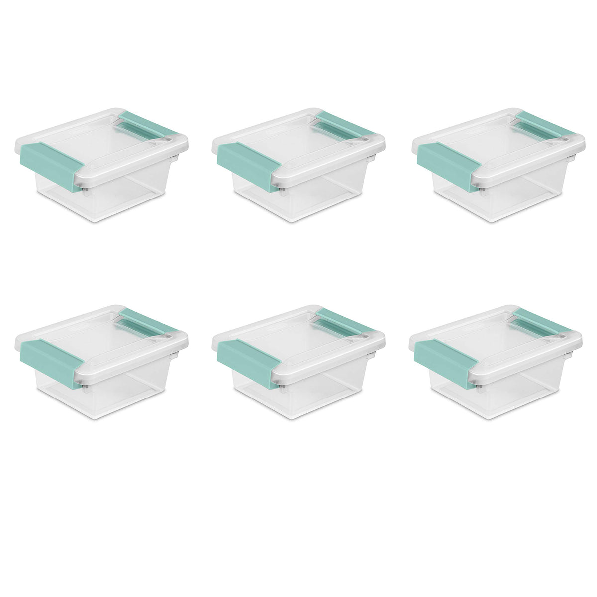Sterilite Mini Clip Box, Stackable Small Storage Bin With Latching Lid, Plastic Container To Organize Office, Crafts, Clear Base