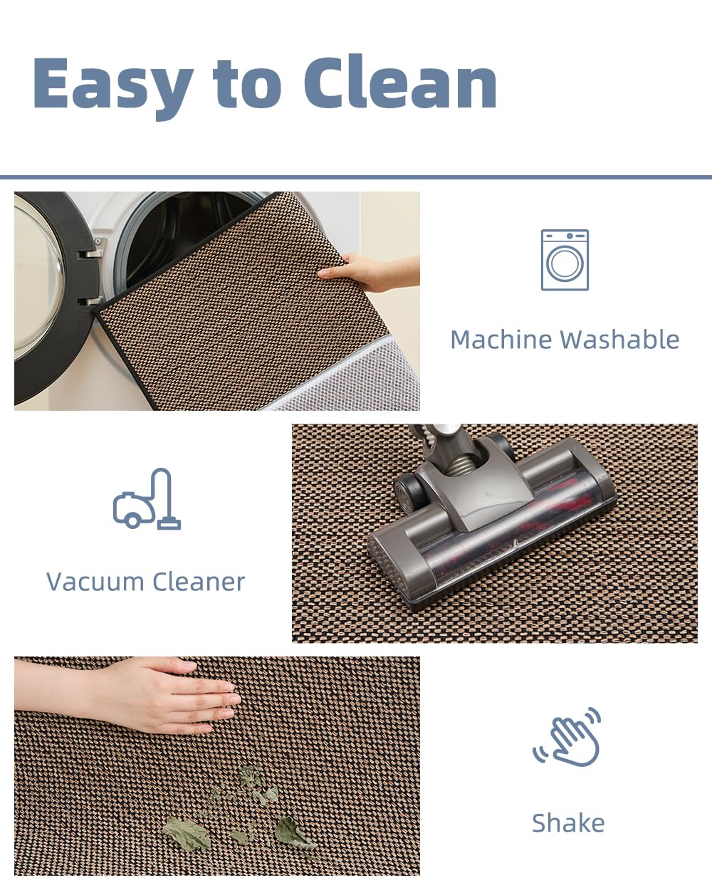 Padoor Non-Slip Bath-Mats, Rubber-Backing Braided Absorbent Mats, Machine Washable Thin Bath Rugs Fit Under Door, Quick Dry For