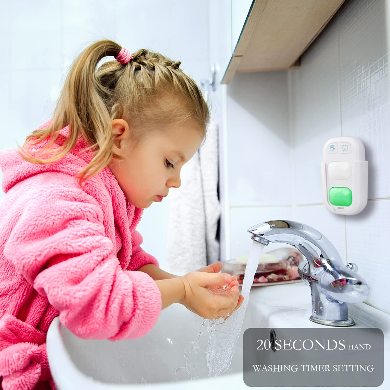 Timer For Kids,2 Minutes Teeth Brush Timer,20 Seconds Bathroom Hand Washing Timer, Color Indicator Light Stick On Bathroom Timer