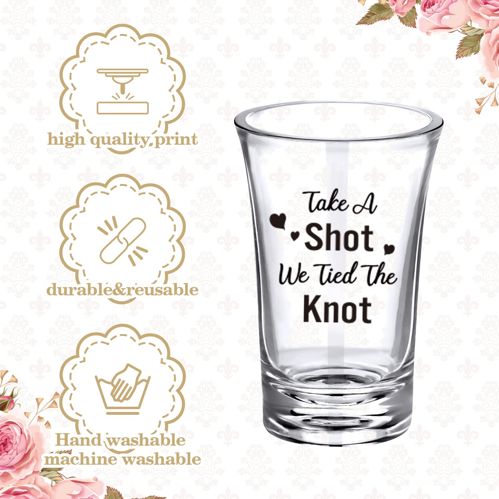Cunhill 36 Packs Take a Shot We Tied the Knot Shot Glasses  Wedding Favor Set 1.2 Ounce Shot Glasses  Wedding Favor  Acrylic Funny Wedding Shot Glasses  Bridal Party Shot Glasses (Simple)