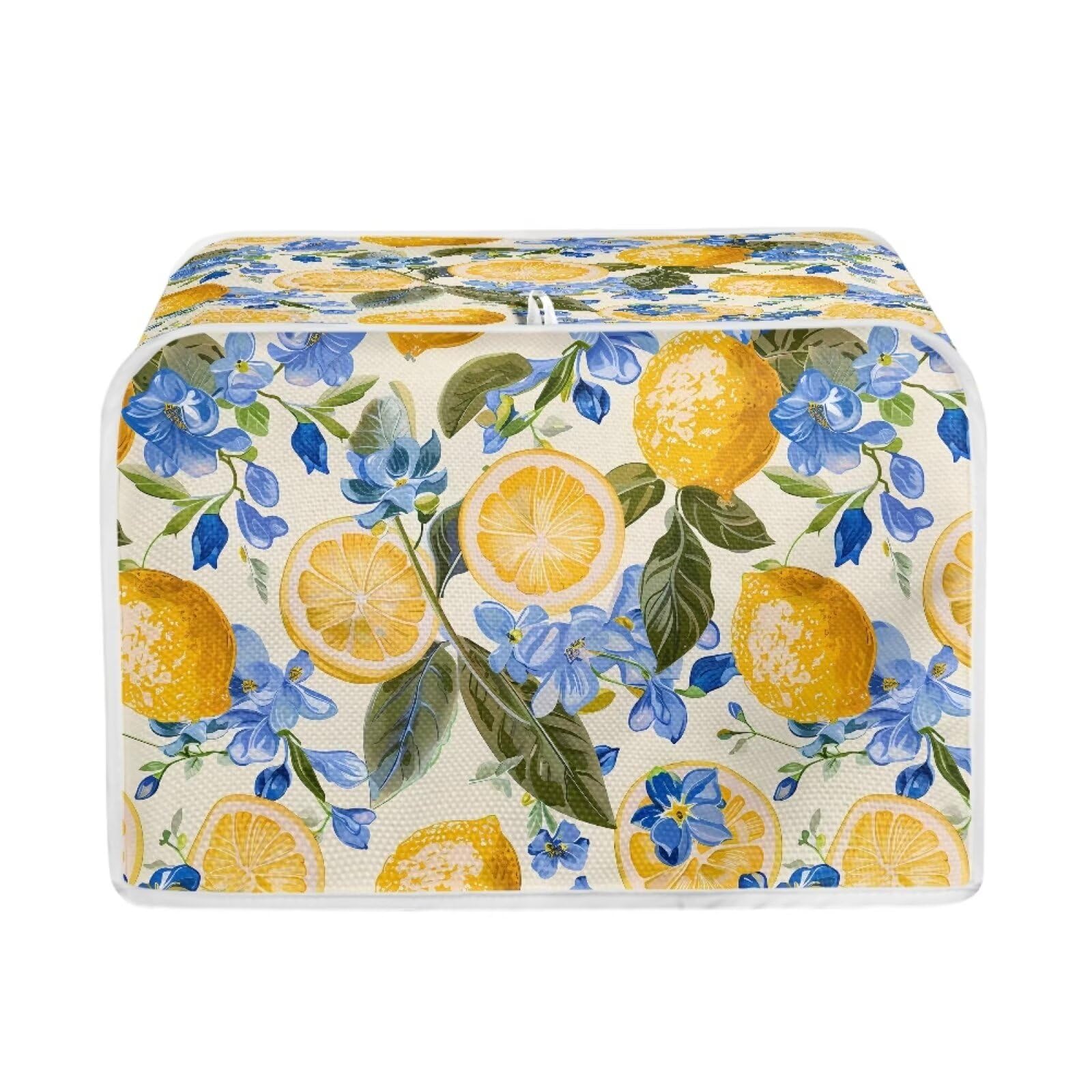 PCSJRKG Lemon Floral Print Toaster Cover 4 Slice Wide Slot Kitchen Appliance Small Oven Bakeware Protector, Washable Bread Maker