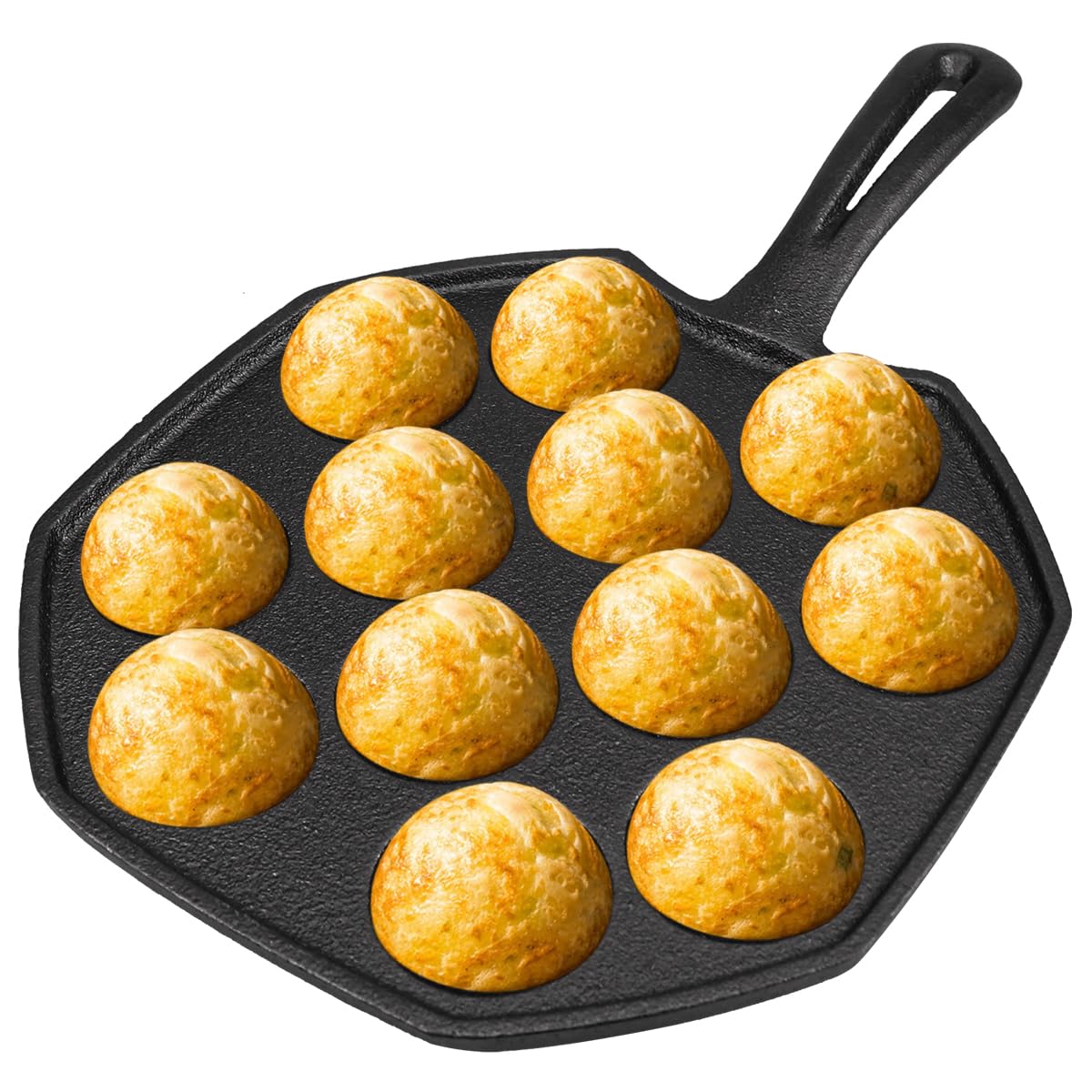 Doerdo Takoyaki Maker Takoyaki Pan Cast Iron Octopus Meat Ball Mold Nonstick Baking Tray For Octopus Balls, 12 Holes