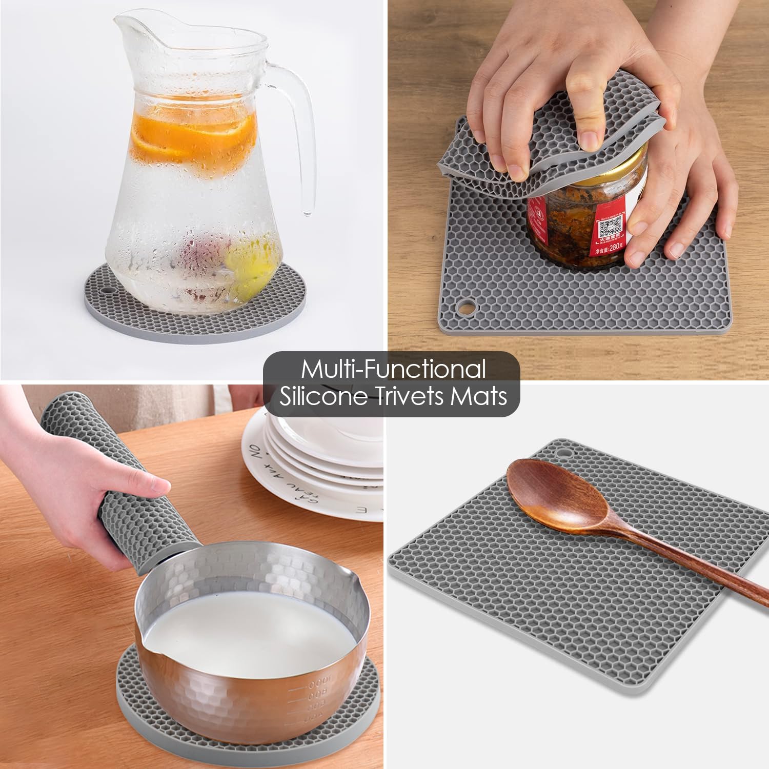 Silicone Trivet Mats, Silicone Pot Holders For Hot Pots And Pans, Heat Resistant Counter Mats For Tables, Countertops, Spoon Res