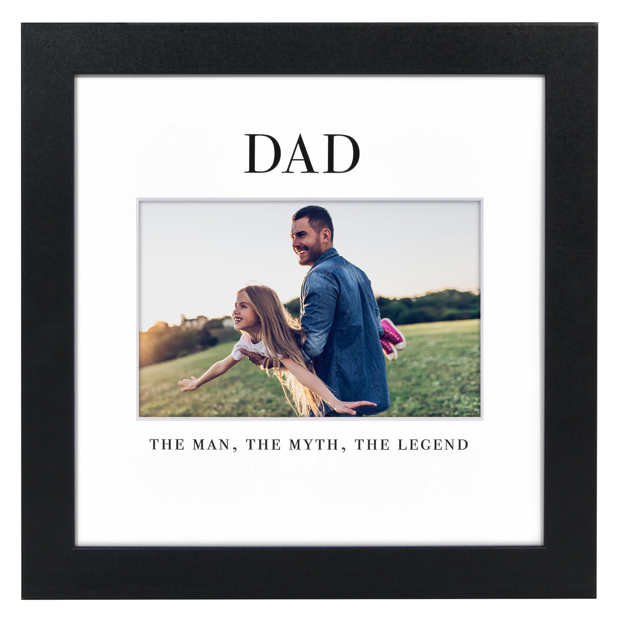 Americanflat Dad Picture Frame with Shatter-Resistant Glass - Use as 8x8 Picture Frame without Mat or 4x6 Frame with 3 Interchan