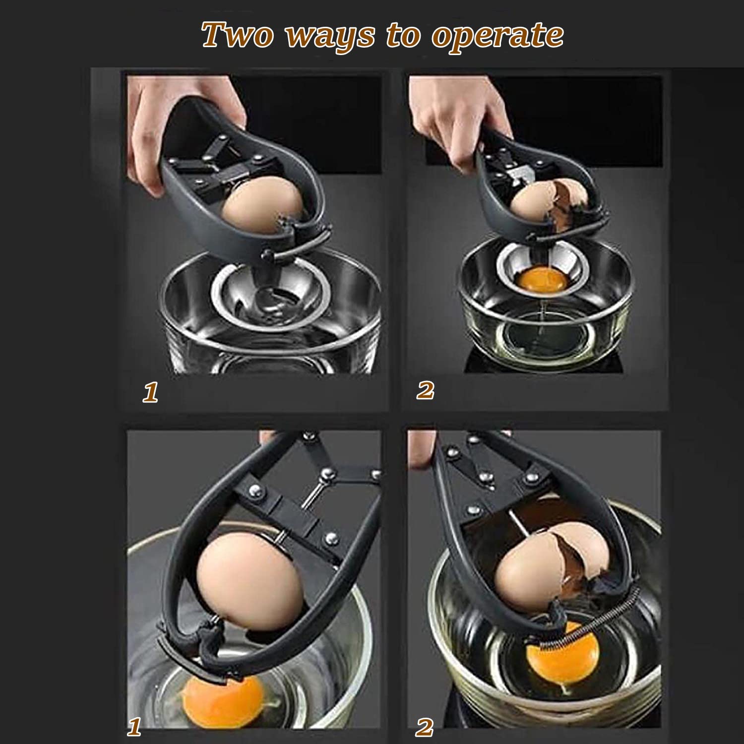 Multifunctional Two-In-One Egg Opener, Stainless Steel Egg Opener, Raw Egg Separator Handheld Egg Opener Simple Eggshell Cutter