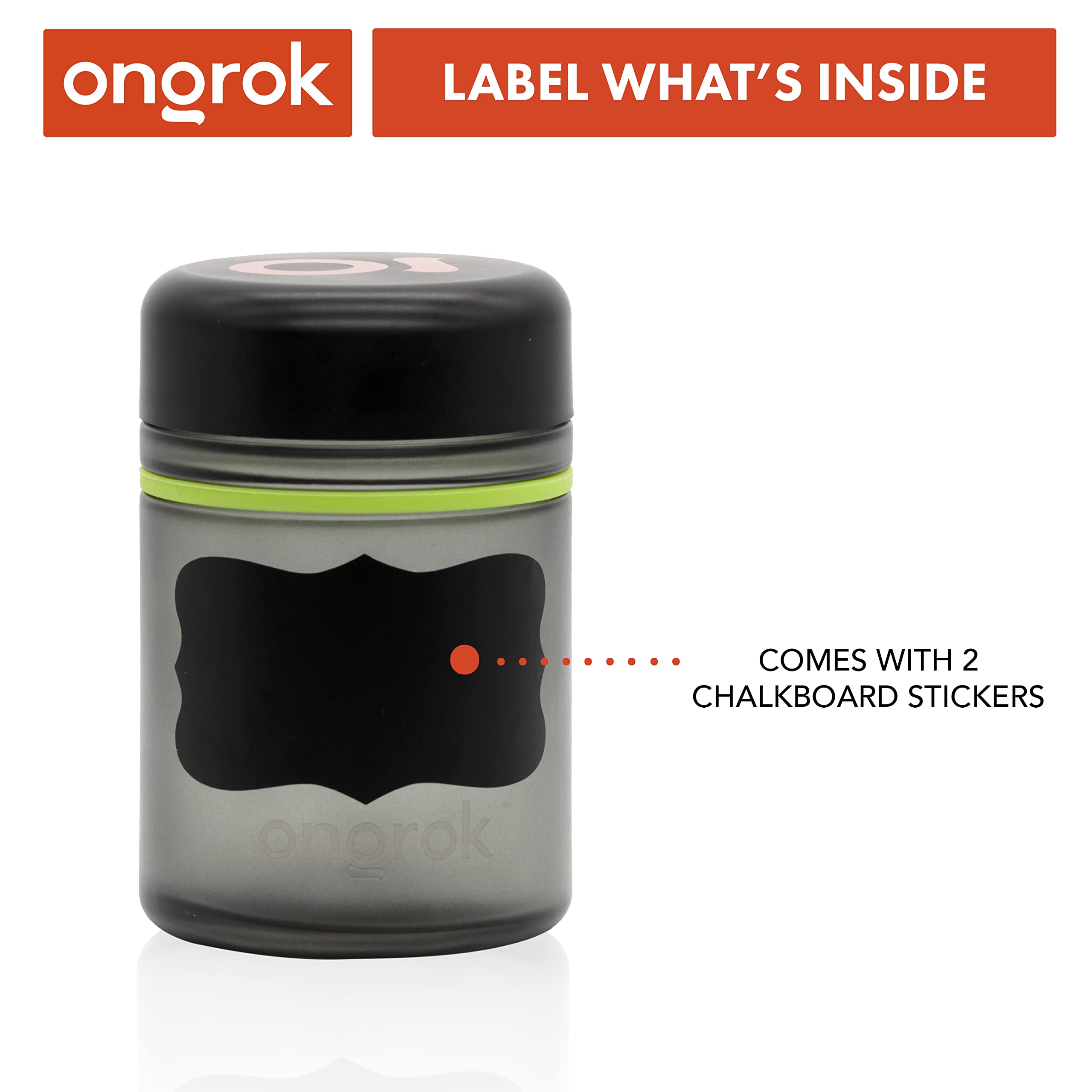 Ongrok Glass Storage Jar, 500Ml, 2 Pack, Color-Coded Airtight Glass Containers, Uv Herb/Spice Jar To With Child Resistant Lid, P