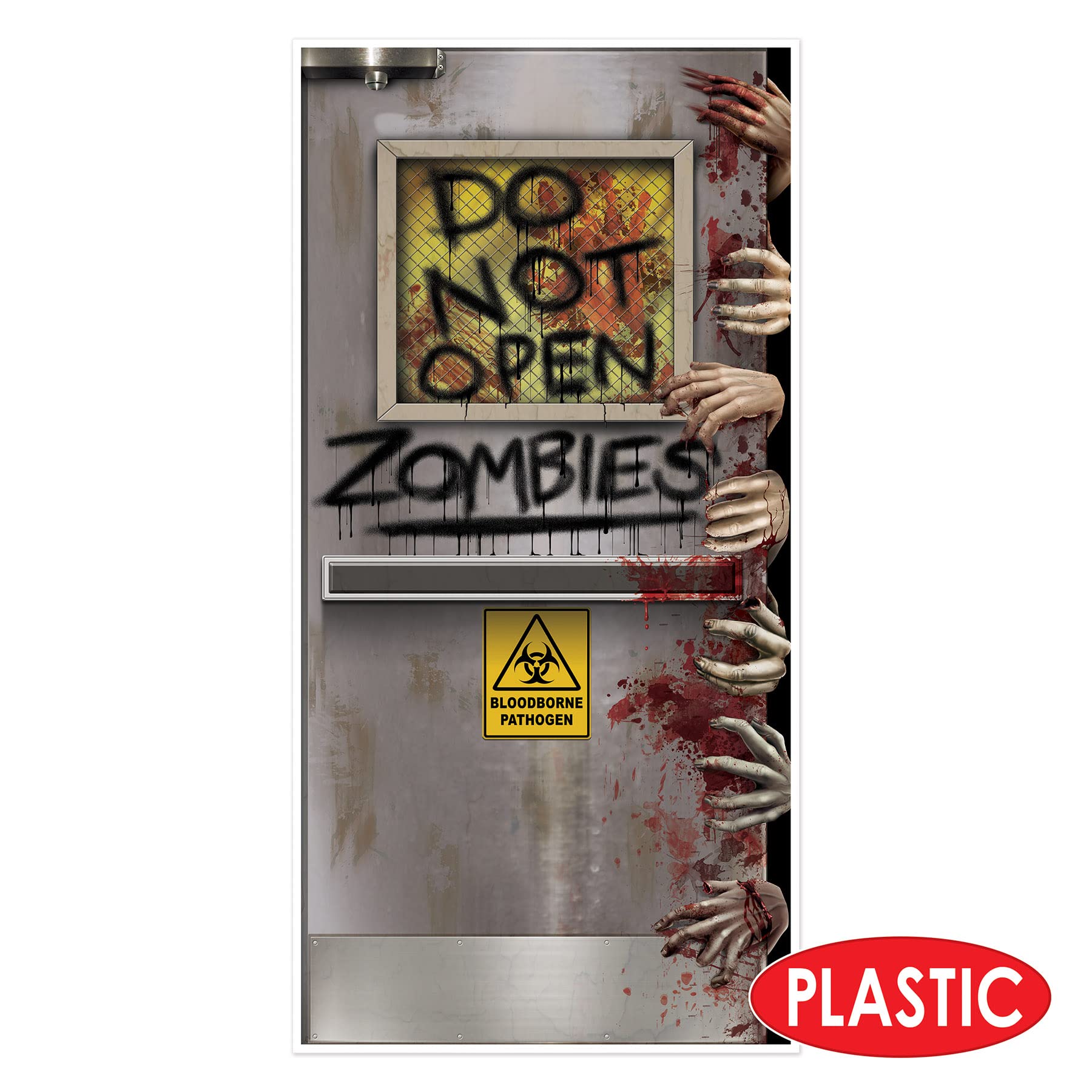 Beistle Zombie Lab Door Covers, 5 X 30   , 2 Pieces - Plastic For Indoor & Outdoor Use - Easily Display - Halloween Decorations,
