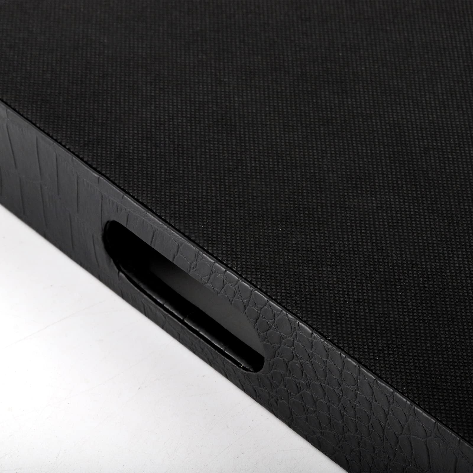 Lyellfe Black Serving Tray For Coffee Table, Decorative Ottoman Tray With Handles, 17X12 Inch Rectangular Alligator Faux Leather