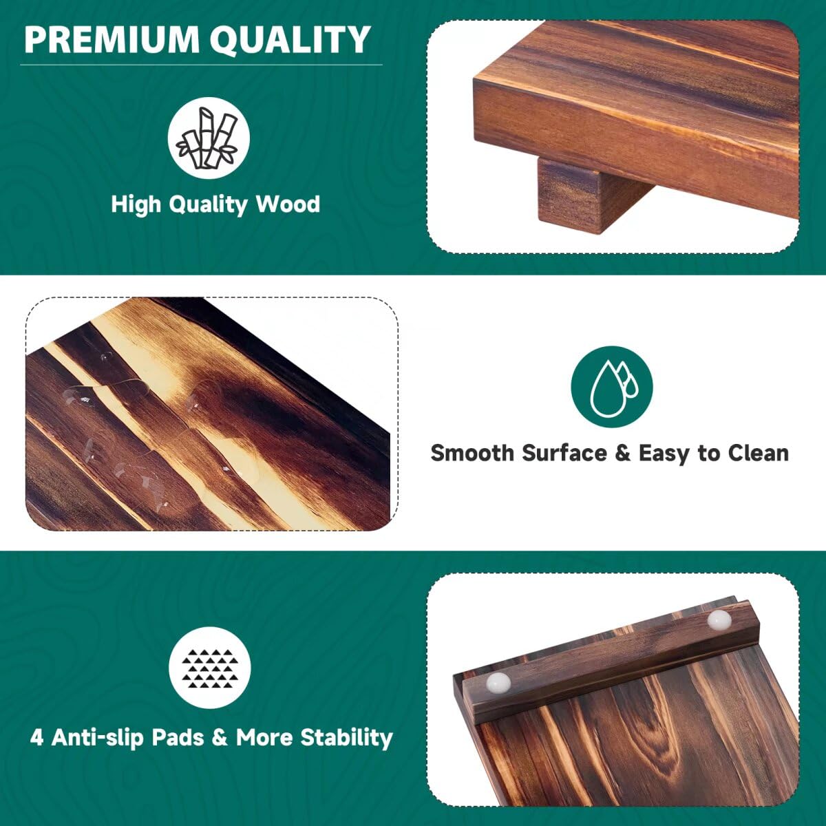 Greatseas Kitchen Soap Tray Decor, Bamboo Pedestal Stand Risers For Display, Rustic Brown Sink Tray For Kitchen Decor And Access