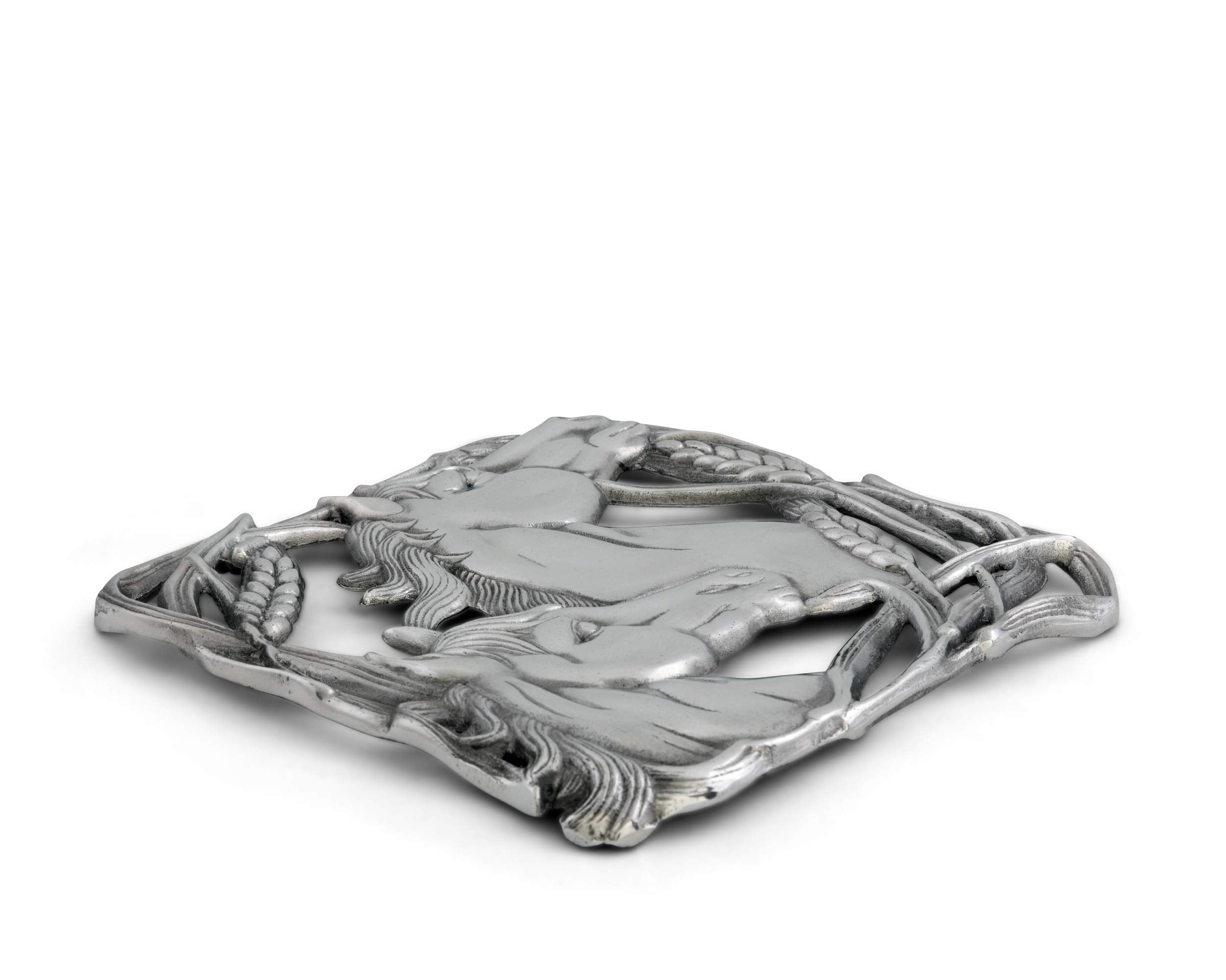 Arthur Court Designs Aluminum Horse With Wheat Trivet Hot Pans Pots Dishes Or Teapot 8 Inch Diameter