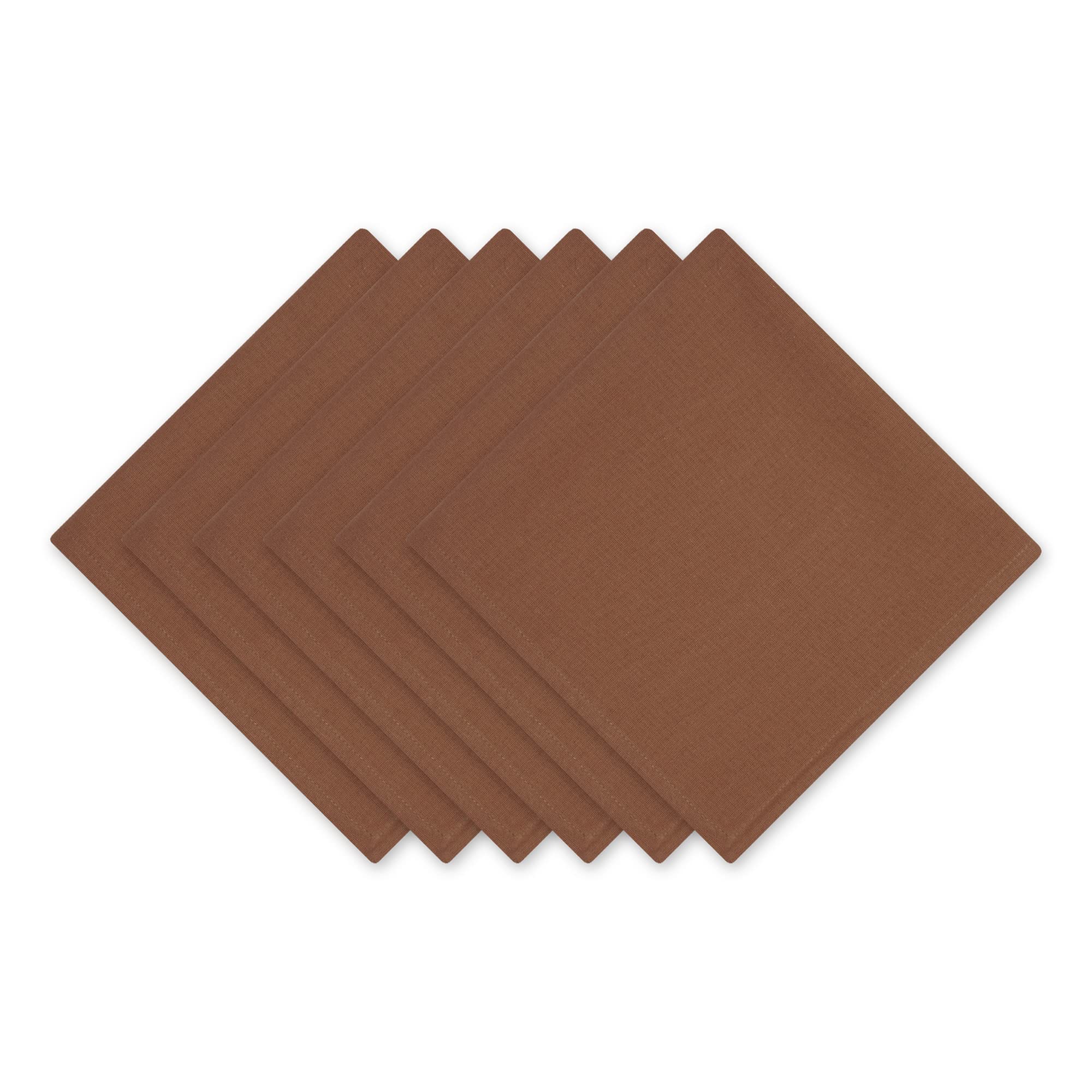 LEATHER BROWN SOLID NAPKIN SET/6