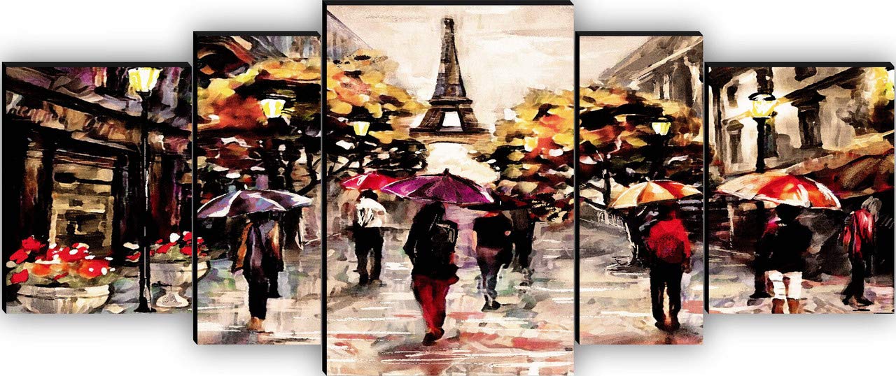Saf Paintings Set Of 5 Eiffel Tower Modern Art Uv Textured Home Decorative Gift Item Mdf Panel Painting 18 Inch X 42 Inch Sanfpn