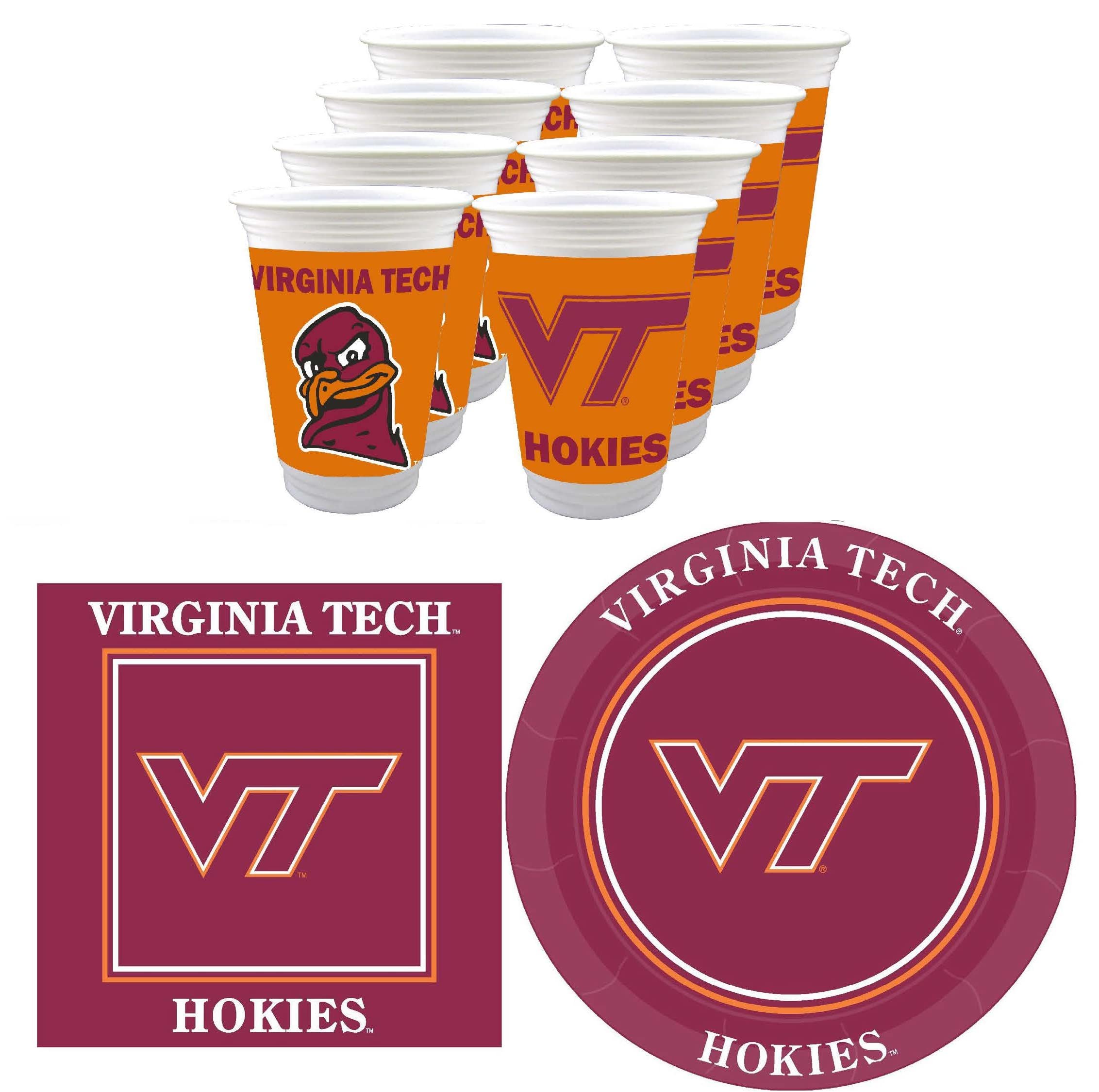 Virginia Tech Hokies Party Supplies 48 Piece Officially Licensed University Set: 16 Oz. Plastic Beverage Cups, 9'' Paper Plates,