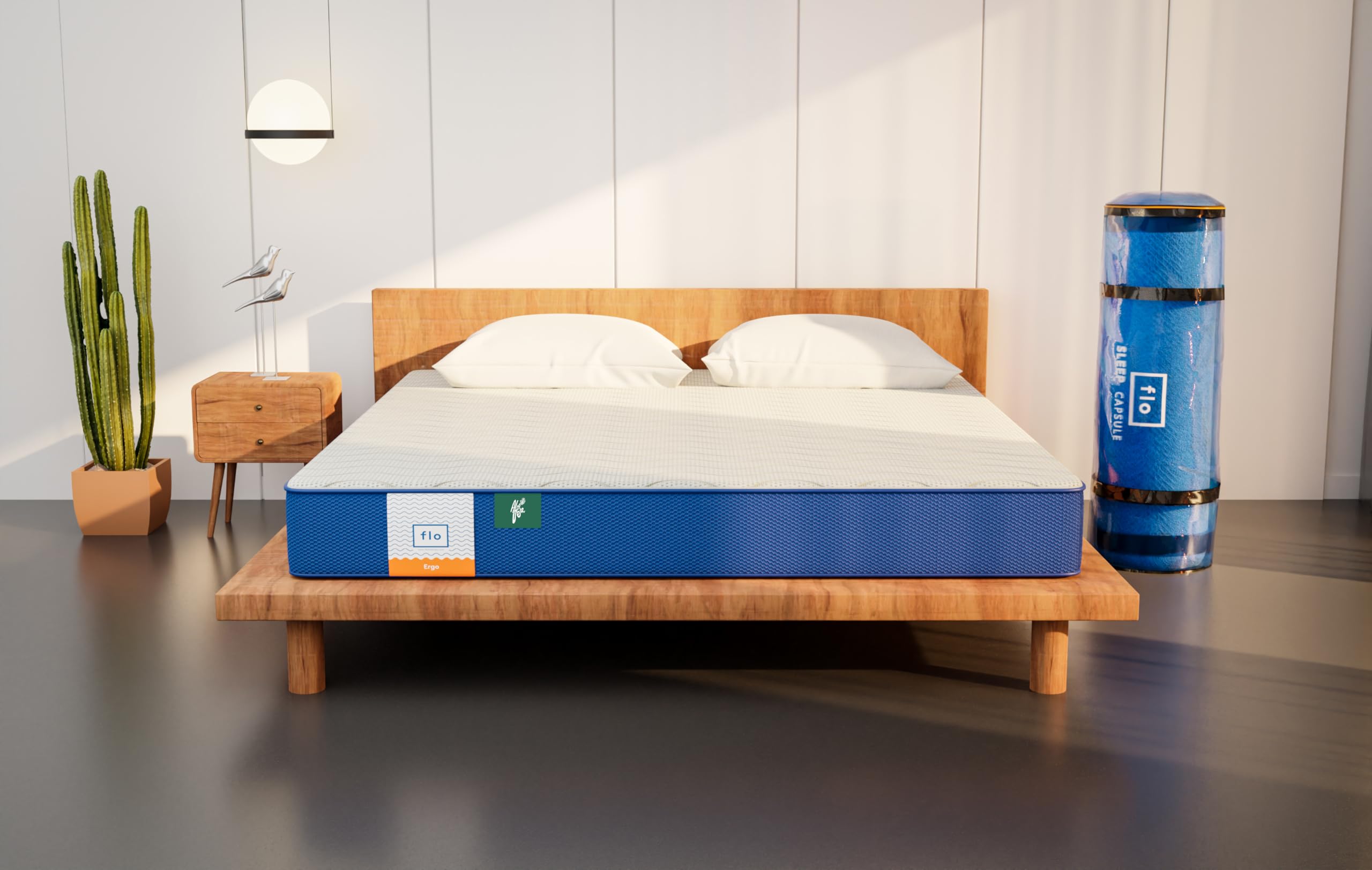 Flo Ergo Aloe Vera Infused Memory Foam Mattress With Motion Isolation Technology| Medium Firm Feel | 4 Inch Mattress In Single S