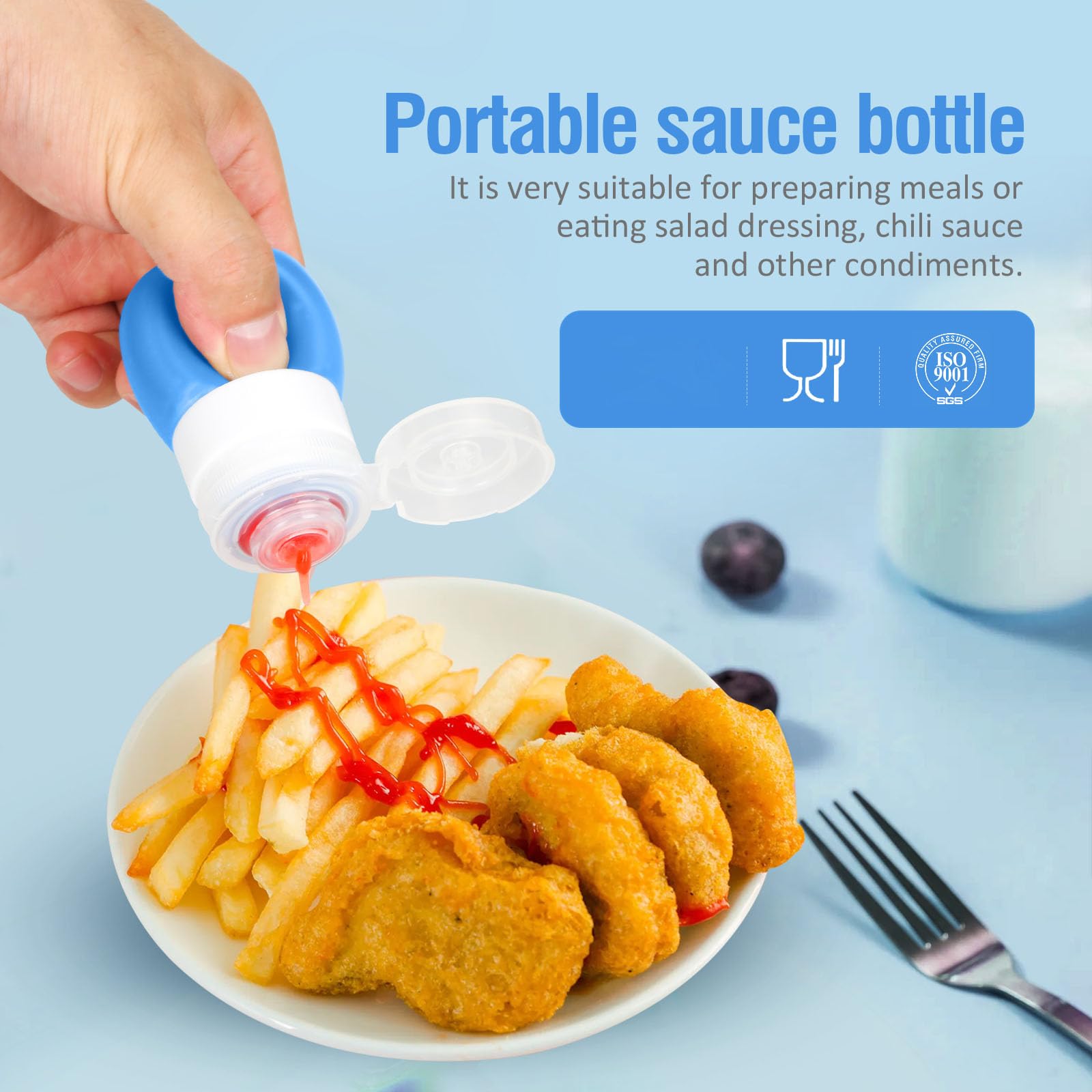 Timiuu Squeeze Salad Dressing Bottles With Cleaning Brush | Portable Sauce Bottles Condiment Bottles | Dressing To Go For Lunch