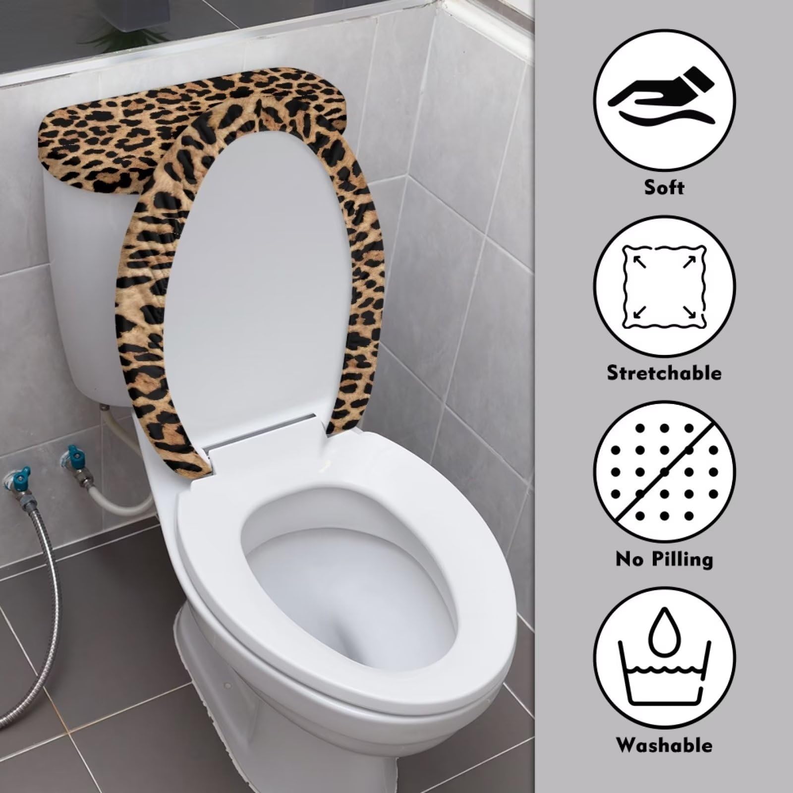 Kathyboom Toilet Lid Cover Tank Lid Covers Splash Resistant Durable Toilet Seat Covers With Elastic Edge Keep Dust Stain Off Toi