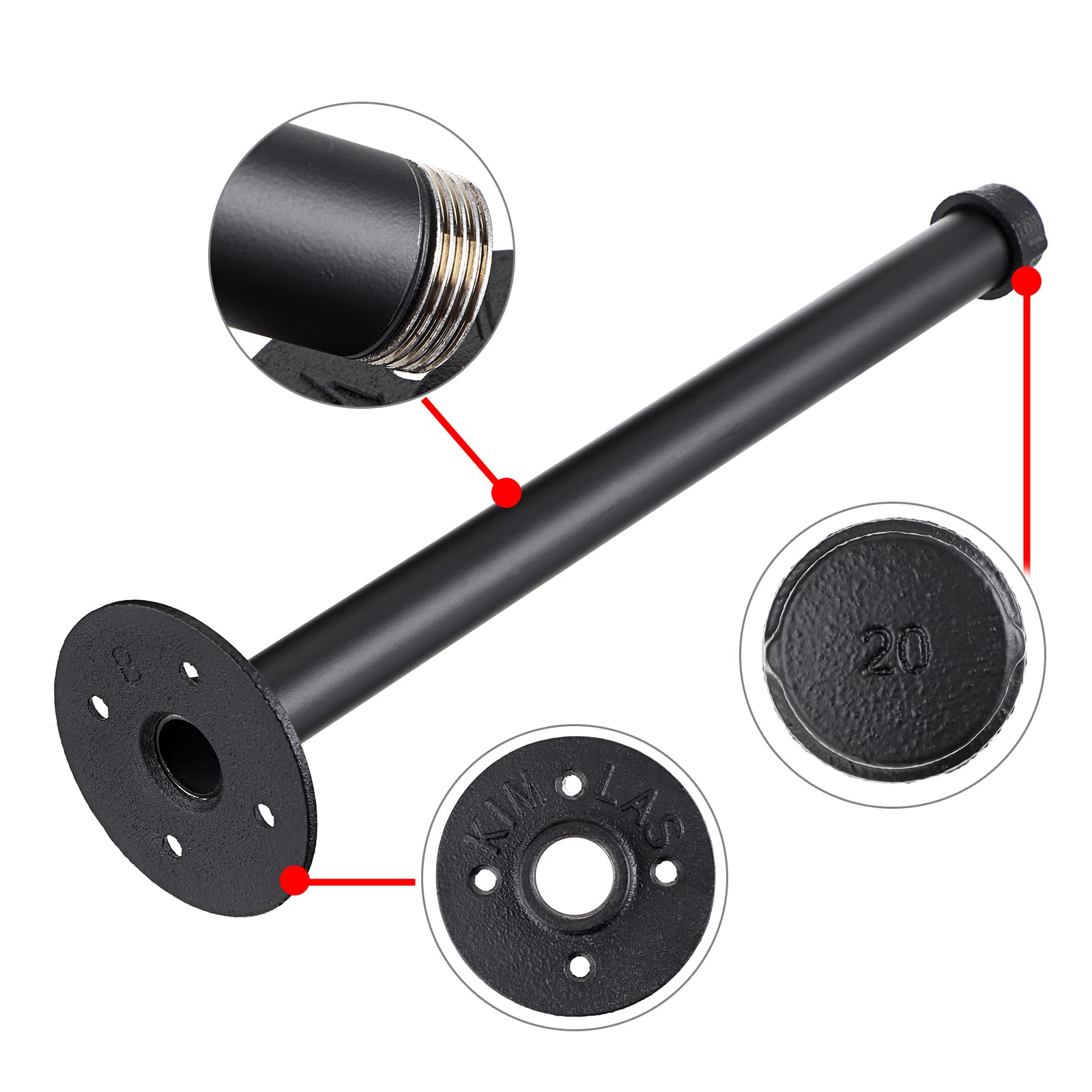 Sumnacon 2 Pack 14 Industrial Pipe Wall Mounted Clothing Rack Bar -- Metal Garment Bracket Frame