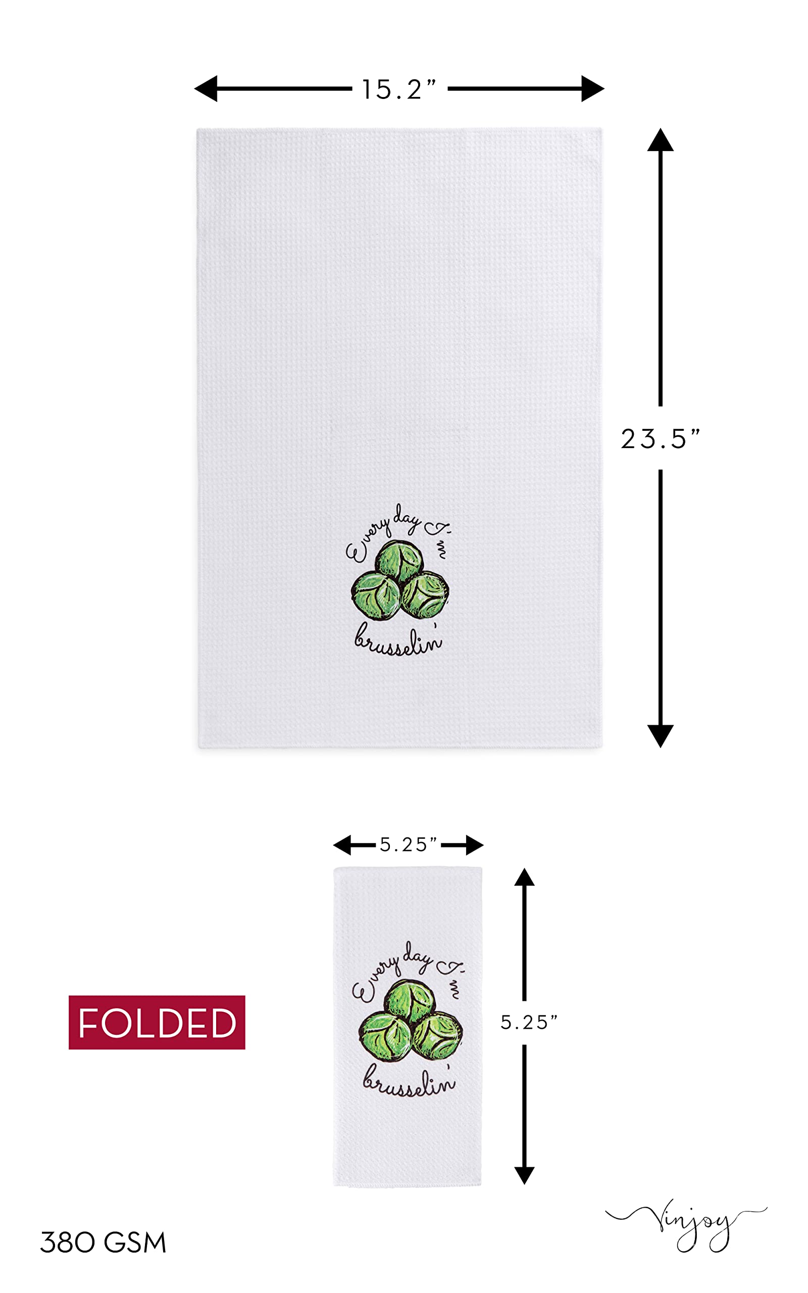 Vinjoy Microfiber Veggie Themed Dish Towels Set Of 4 - Funny Puns, Durable Design, Easy Cleaning