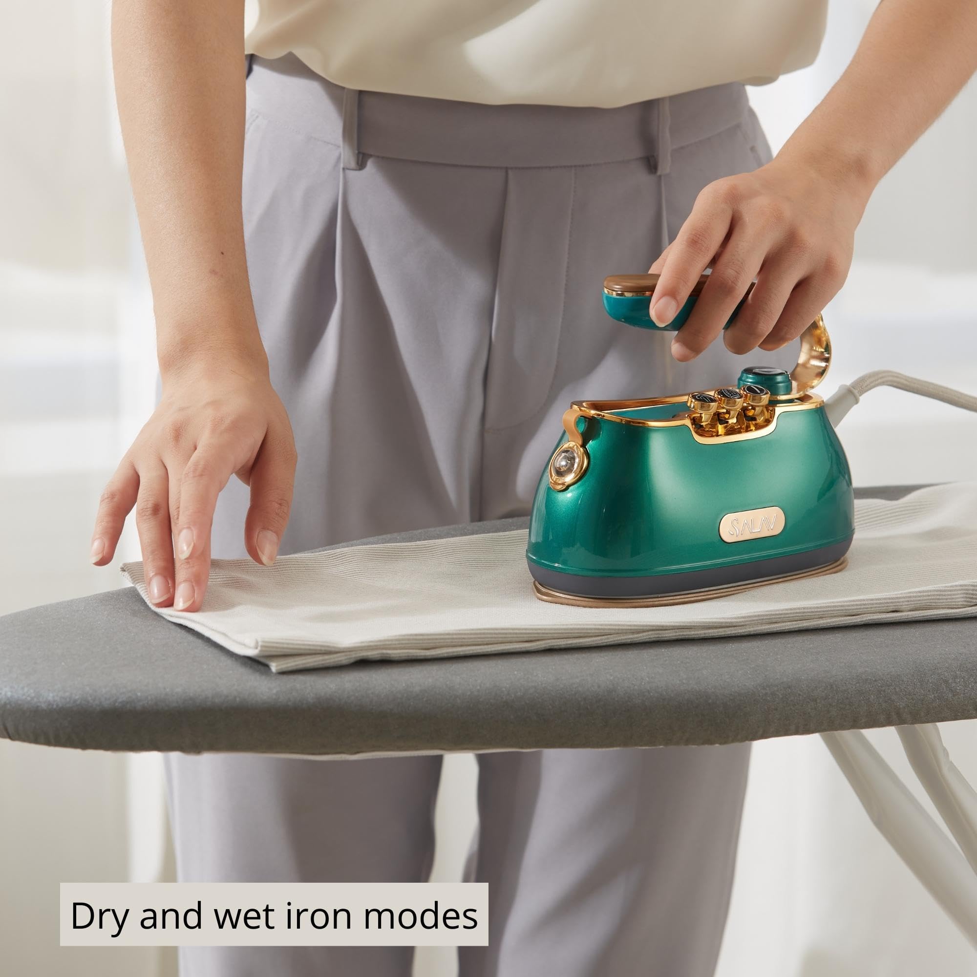 Salav Retro Edition Duopress Handheld Garment Steamer And Iron, Ceramic Plate, 1000 Watts Of Steam, Removes Wrinkles On Clothes,