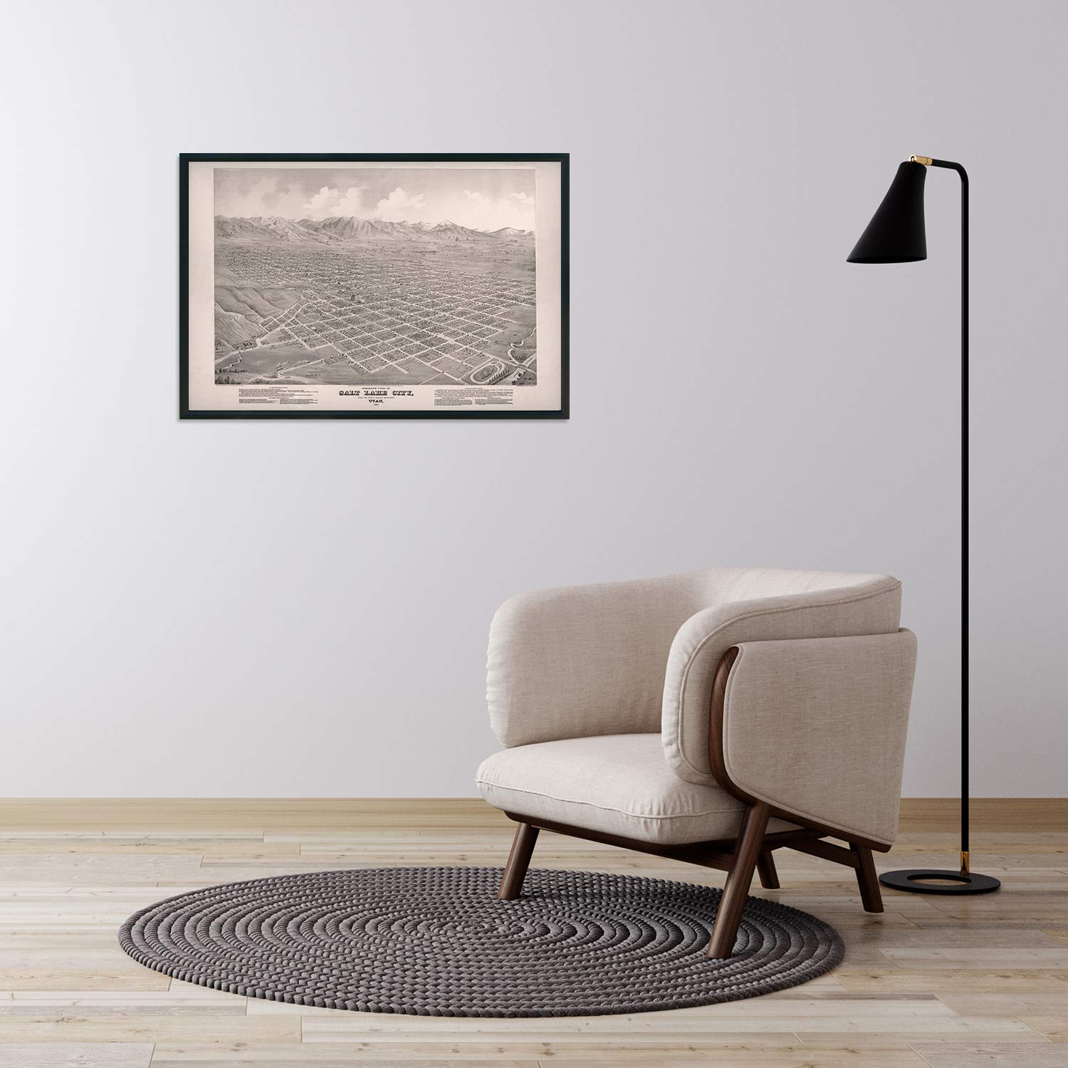 Historix Vintage 1875 Salt Lake City Utah Map Poster - 24X36 Inch Vintage Map Of Salt Lake City Wall Art - Panoramic View Of Sal