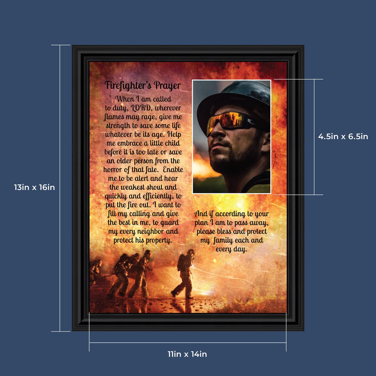Crossroads Home D  Cor Firemans Prayer Picture Frame, Firefighter Decor, Firefighter Graduation Present, 5015B