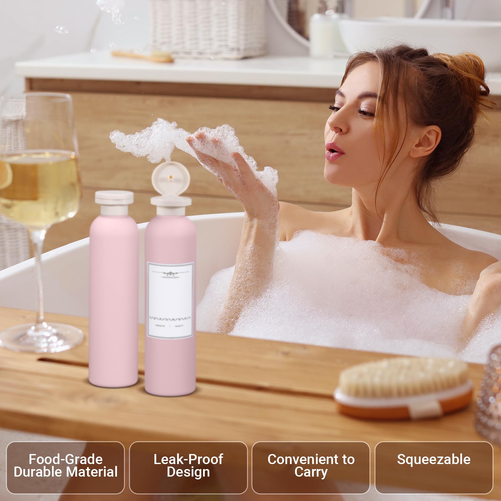 Umetass 8.8Oz Travel Essentials Shampoo Bottles For Toiletries,Empty Plastic Squeeze Bottles With Flip Cap For Toiletries Travel