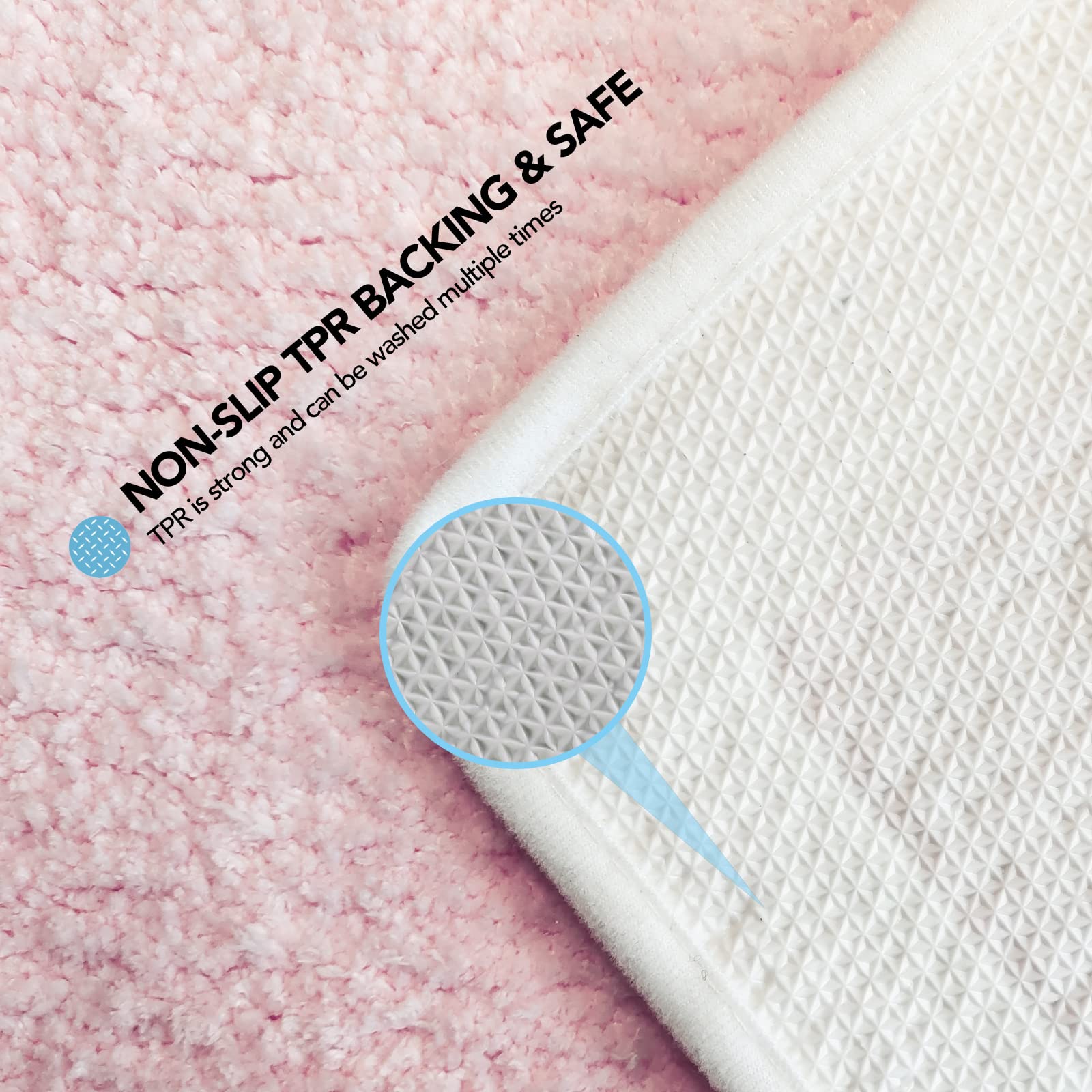 ANNARUGER Pink Bathroom Rug  Ultra Soft Microfiber Shaggy Bathroom Mats  20''x 32''  Extra Absorbent Bath Rugs  Machine Washable/Dry  Non-Slip Bathroom Carpet for Tub  Bathroom and Shower
