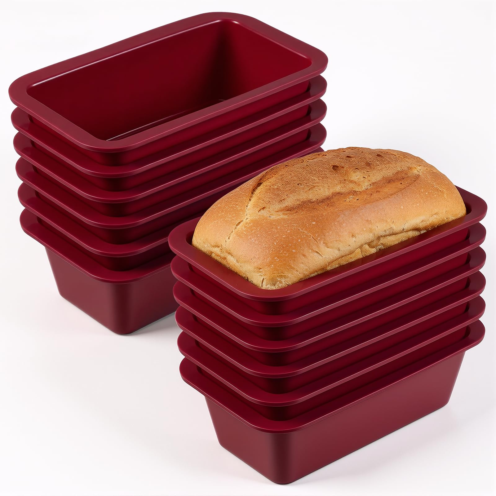 IMengjbang 12 Pcs Silicone Mini Loaf Pan Silicone Bread Loaf Pan Rectangle Baking Molds Non Stick Small Baking Pans for Mini Cak