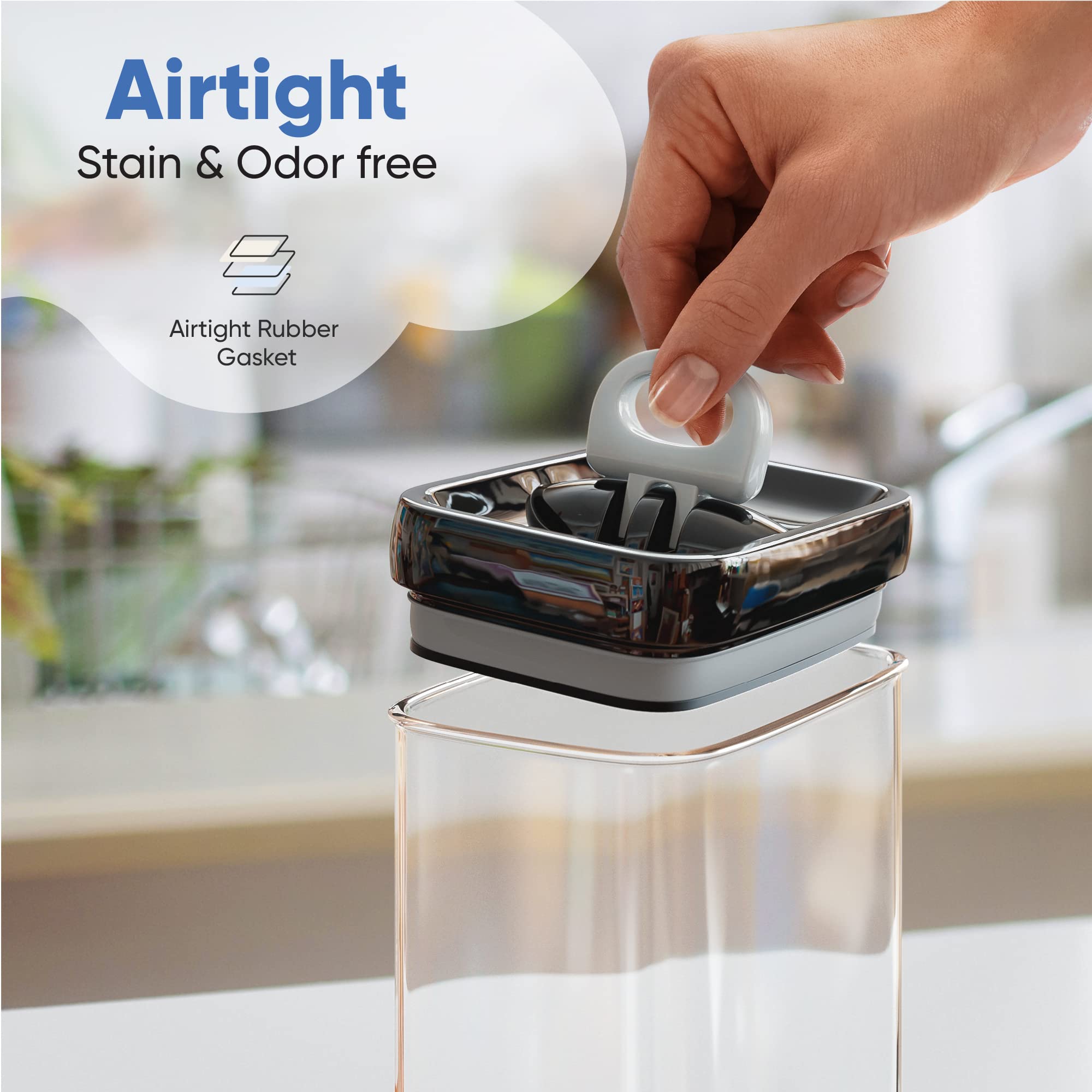 Chef's Path Airtight Food Storage Containers Set - 7 Piece, Extra Large, BPA Free Plastic, Jet Black