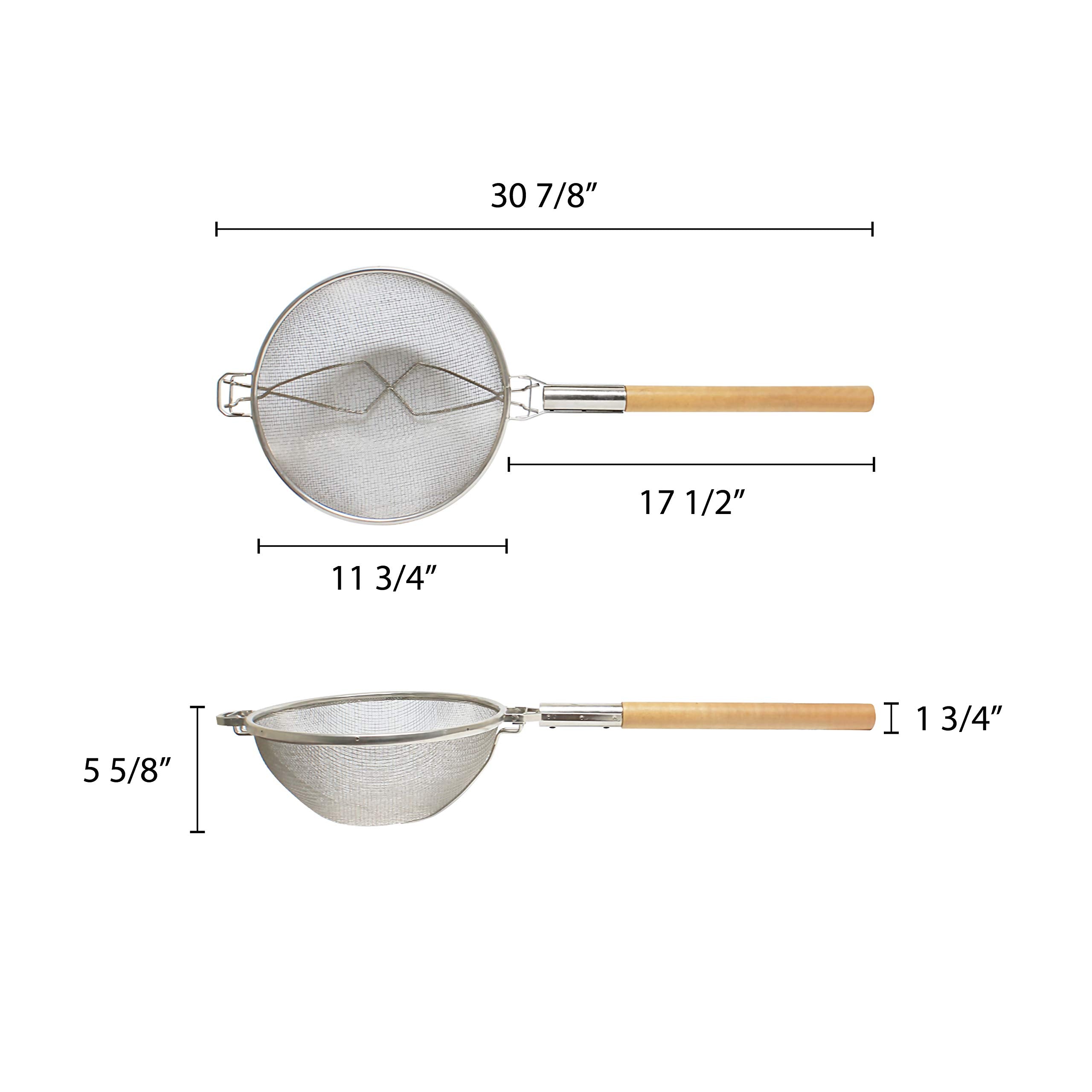 Thunder Group Reinforced Double Strainer, 11 3/4-Inch, Tin