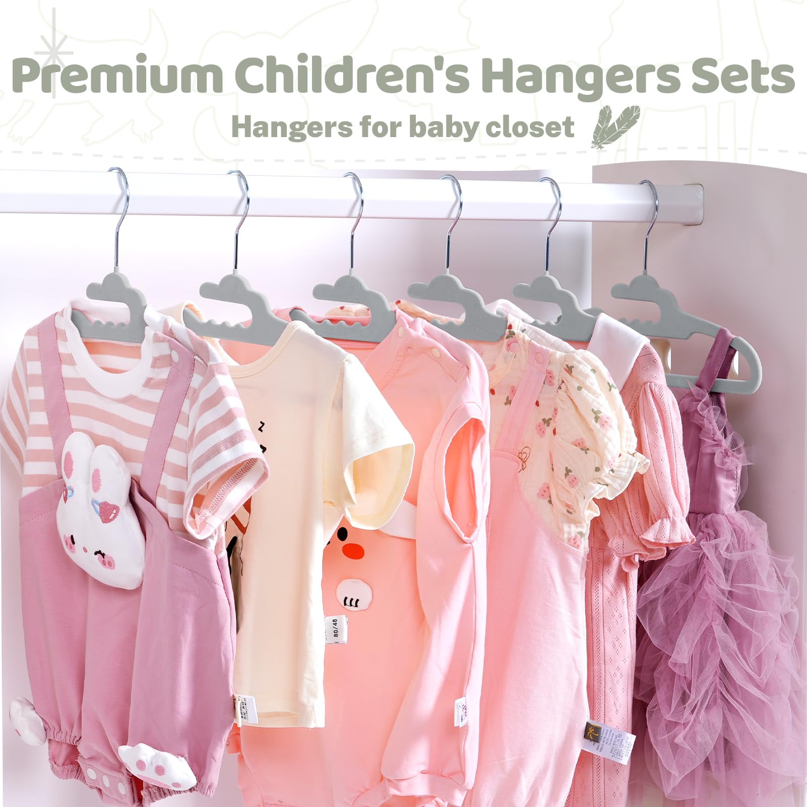 House Day Premium Baby Velvet Hangers 50 Pack For Kids, Non Slip Baby Clothes Hangers For Closet, 11 Inch Children'S Hanger Spac