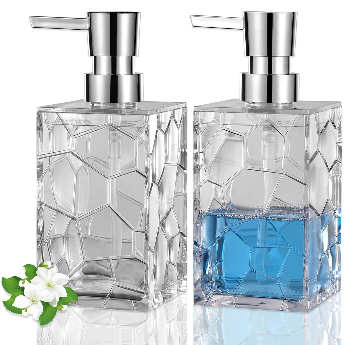 Hand Soap Dispenser, Clear Acrylic Plastic Liquid Pump Bottles Refillable Lotion Dispenser For Bathroom Decor Kitchen College Do