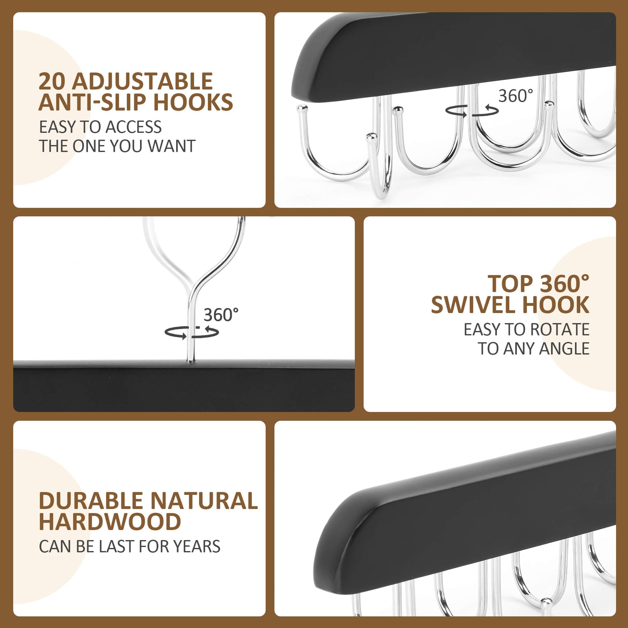 Zedodier Bra Hanger For Closet, 2 Pack Tank Top Hanger 40 Hooks Capacity, Wood Space Saving Hanger Closet Organizers And Storage