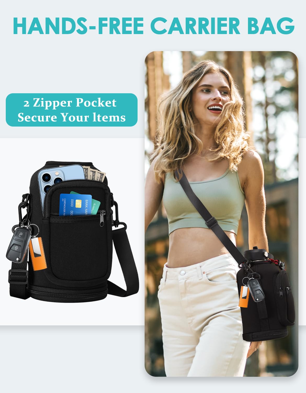 64 oz Insulated Water Bottle with Straw & Auto Spout Lids  Paracord Handle  Half Gallon Waterbottle Strap Carrier & Protective Boot  Wide Mouth Metal Canteen Thermo Mug  Leak-proof Sports Hydro Jug