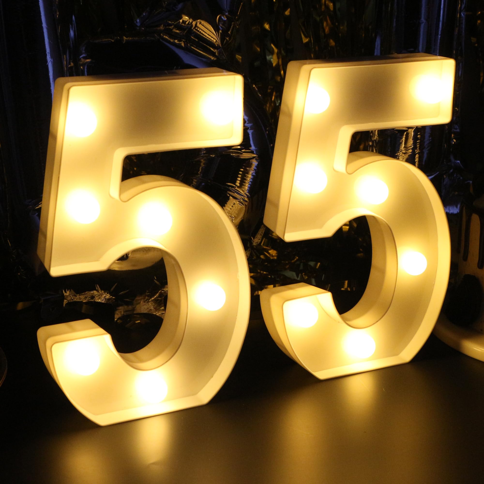 H: 8.26 Inches Light Up Numbers 55 Centerpieces Table Sign, Happy 55th Birthday Decorations for Women, 55th Party Decor for Men,