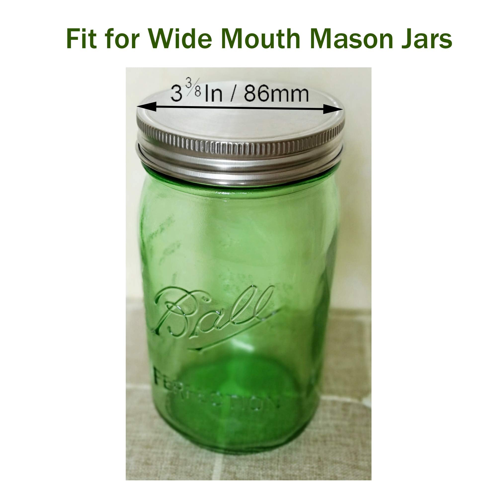 Stainless Steel Mason Jar Lids,12 Pack Polished Surface,Reusable And Leak Proof,Storage Caps With Silicone Seals For Wide Mouth